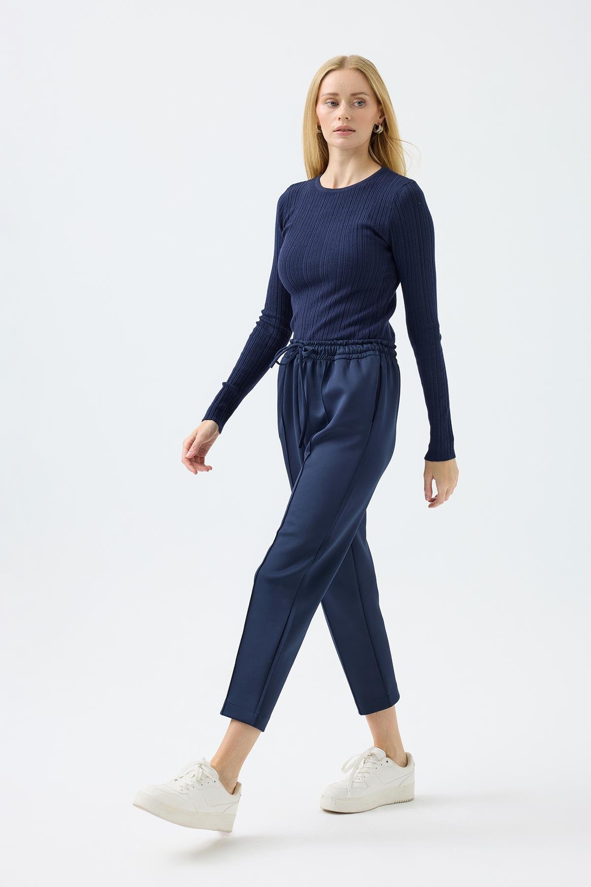 Otilla Nervürlü Skuba Havuç Pantolon - Lacivert 