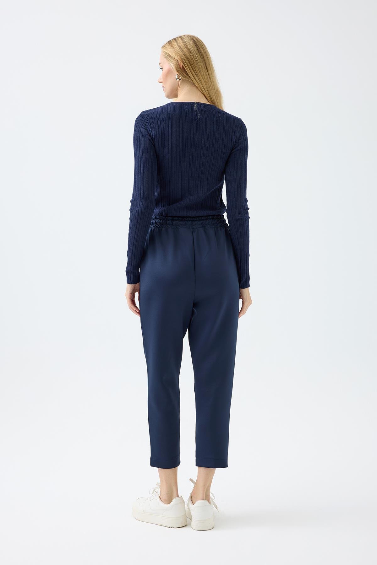Otilla Nervürlü Skuba Havuç Pantolon - Lacivert 
