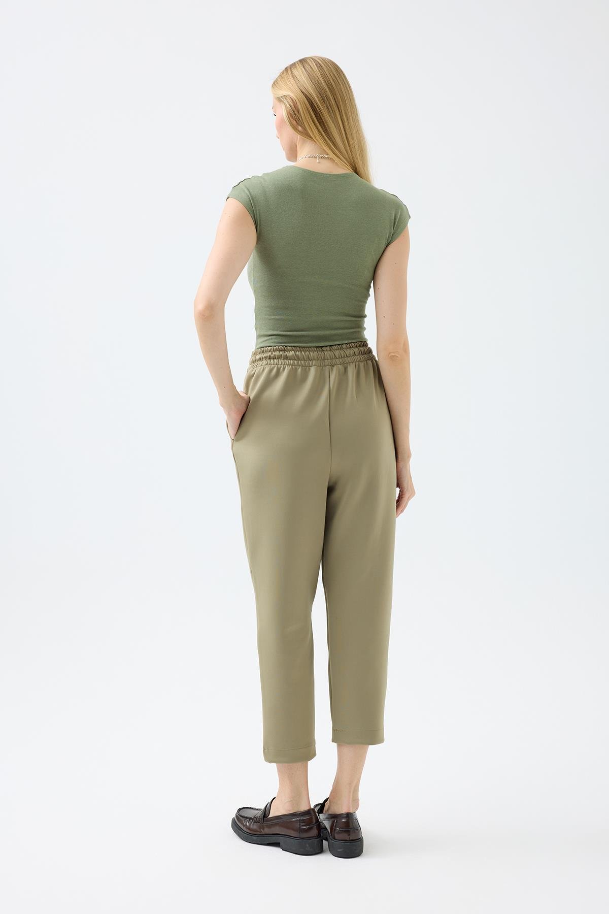 Otilla Nervürlü Skuba Havuç Pantolon - Haki 