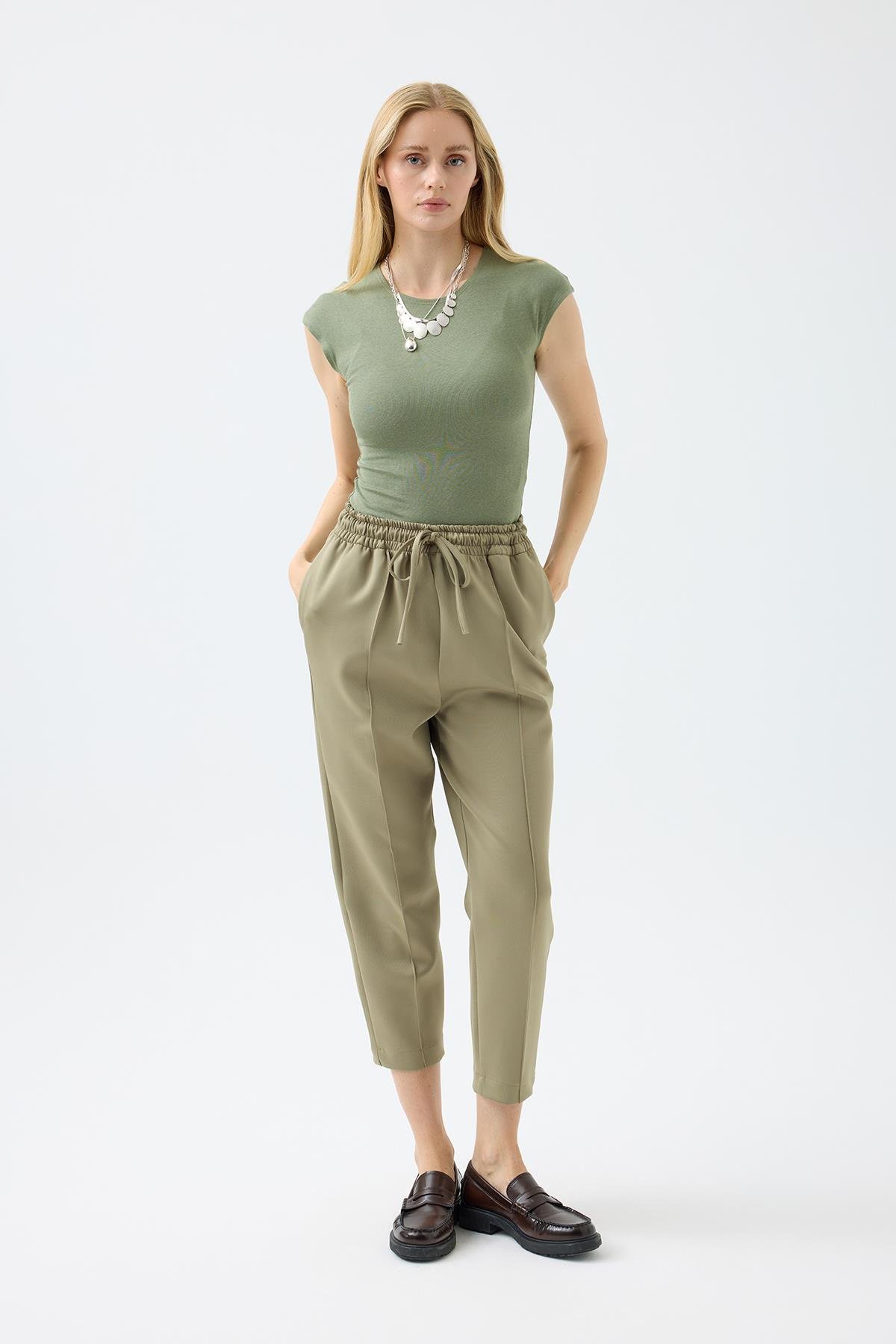 Otilla Nervürlü Skuba Havuç Pantolon - Haki 