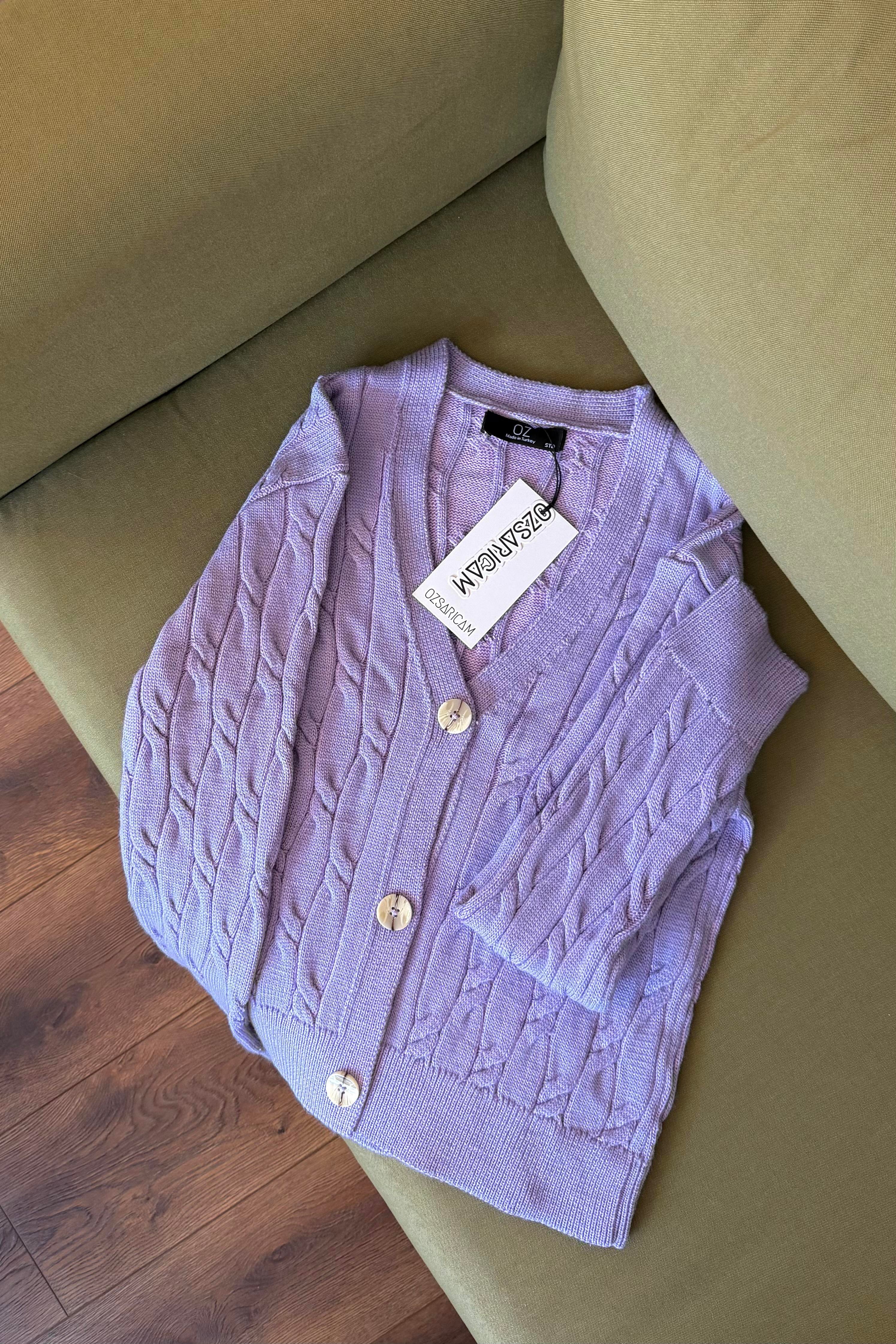 Paula Saç Örgülü Hırka - Lila