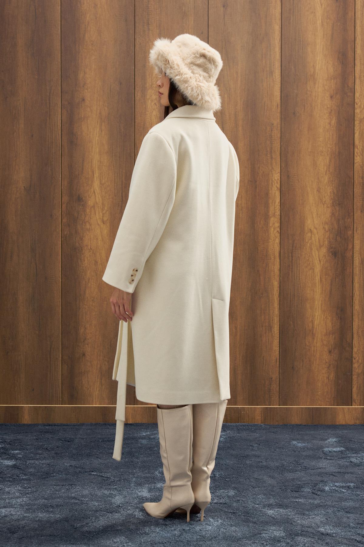 Peluş Bucket Şapka - Bej