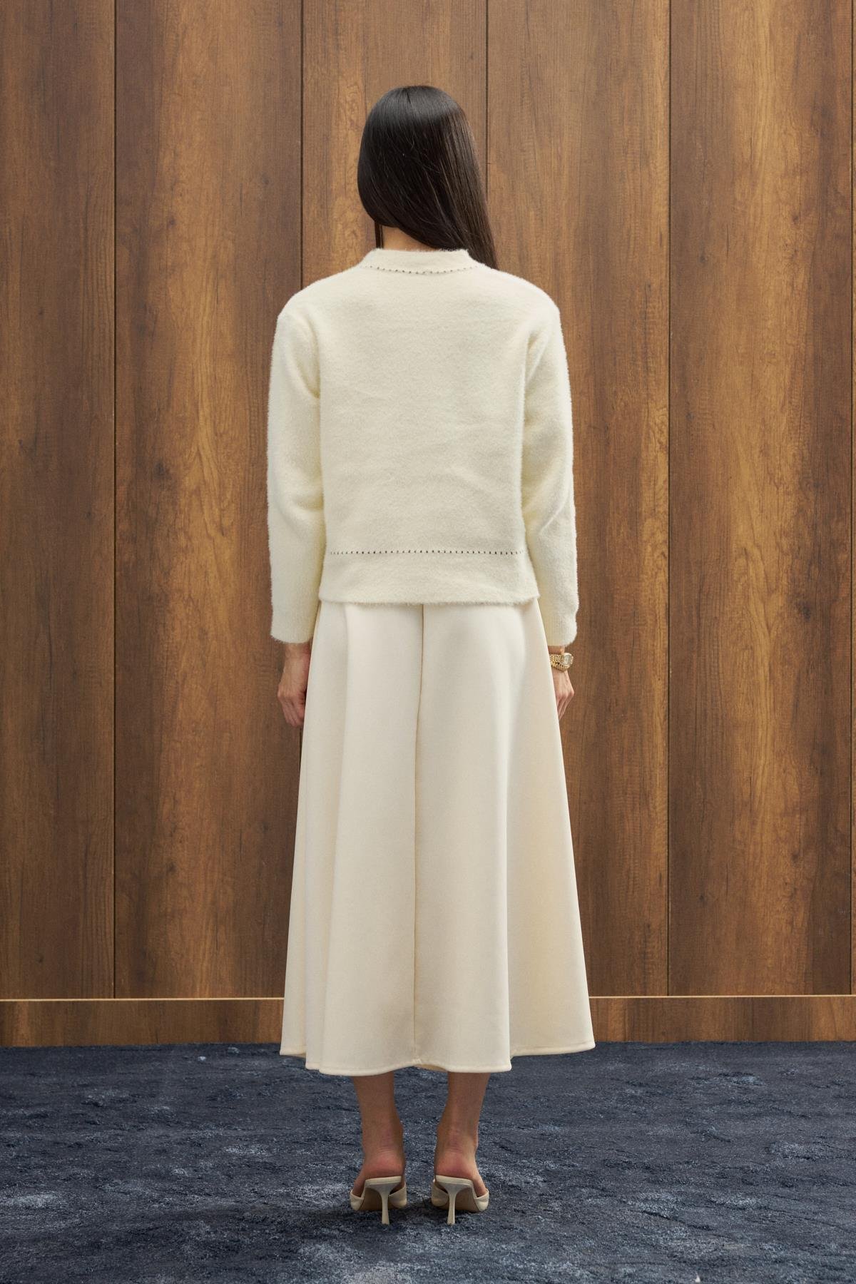 Penny Angora Biye Geçişli Hırka - Ekru 