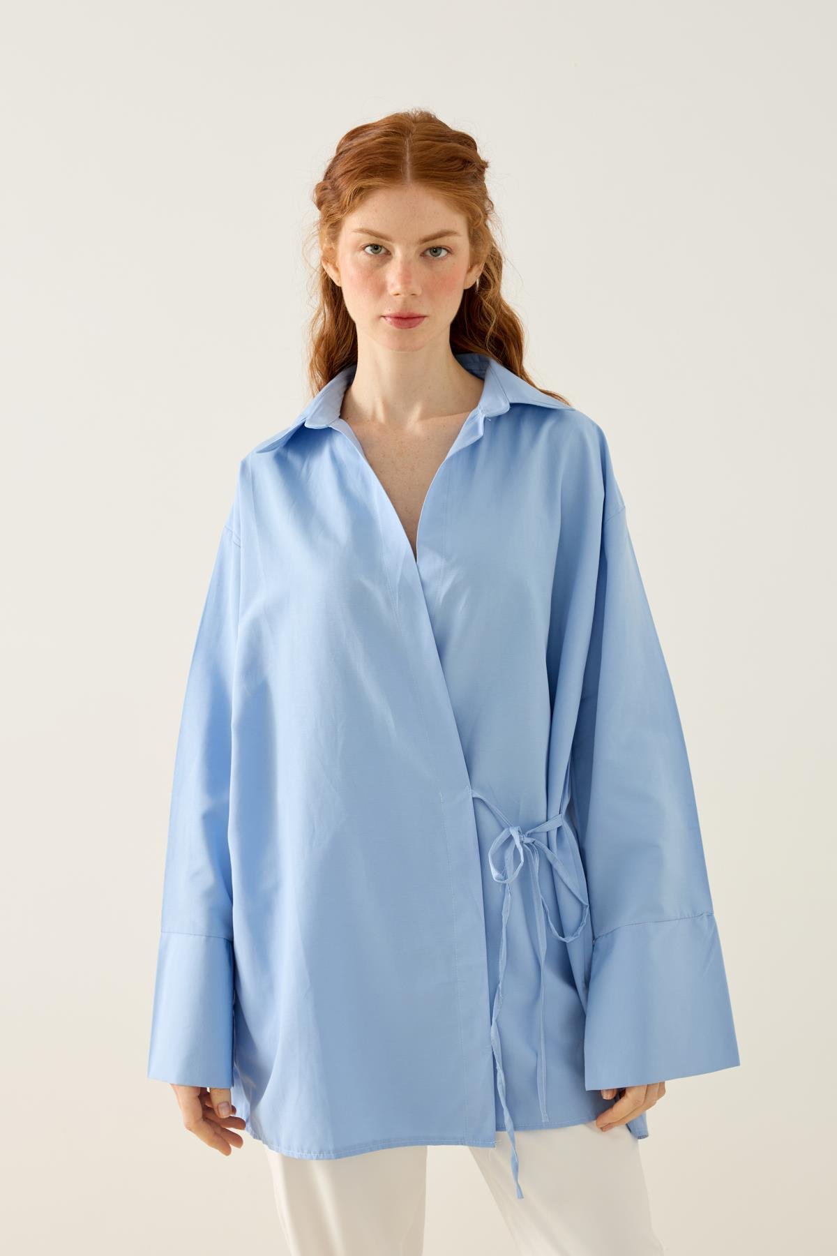 Petra Kruvaze Bağlamalı Gömlek - Mavi