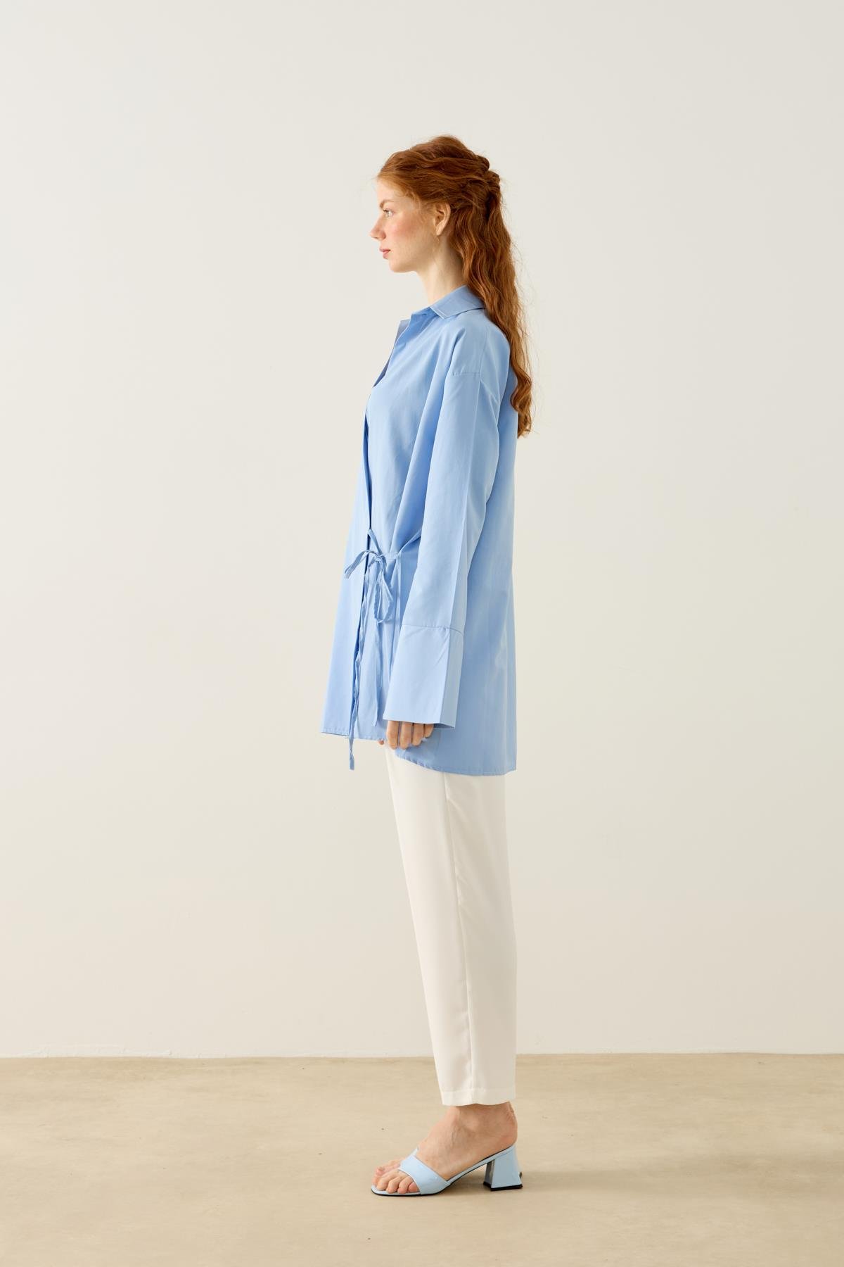 Petra Kruvaze Bağlamalı Gömlek - Mavi