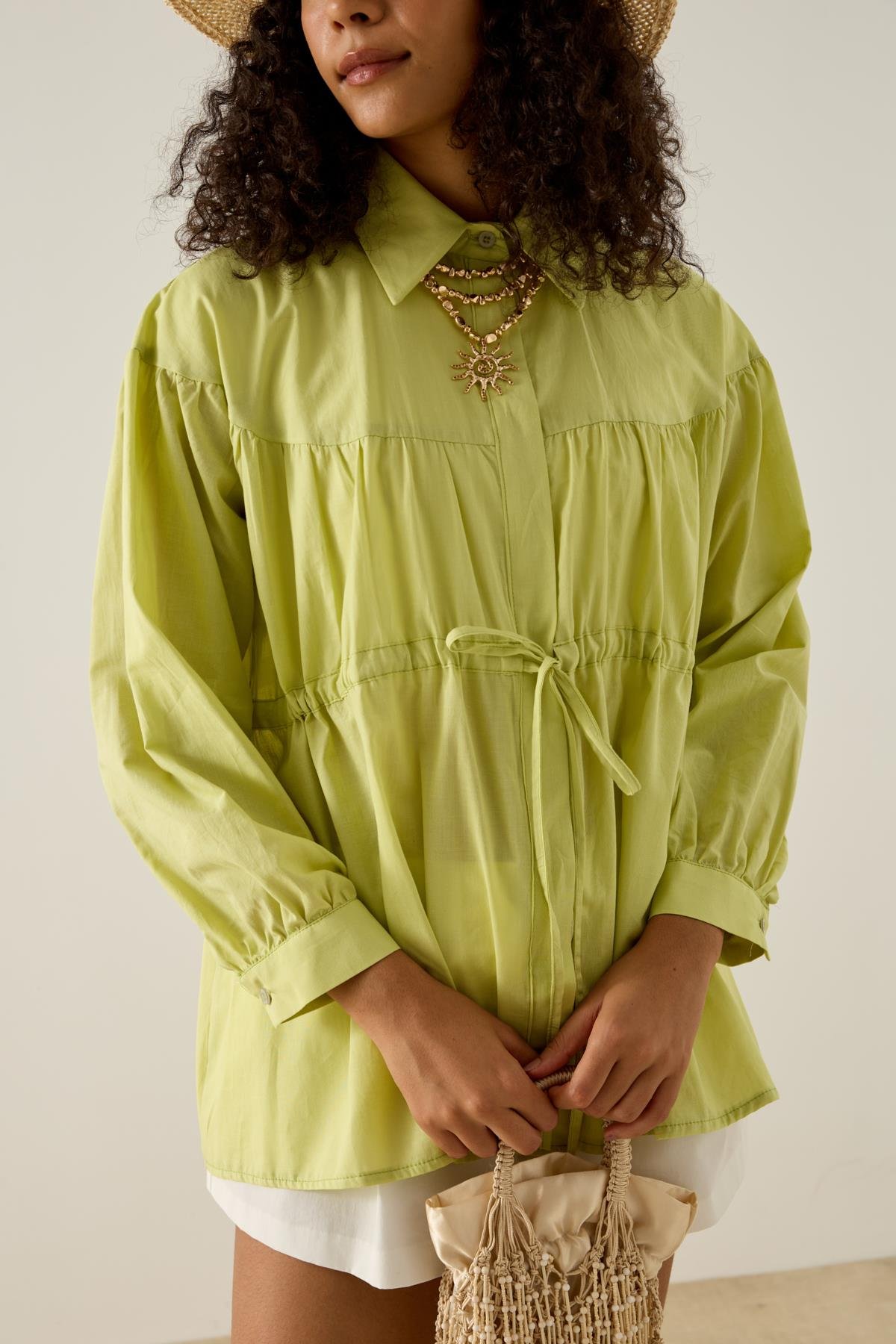 Phillippia Biye Kemerli Robalı Gömlek - Yeşil