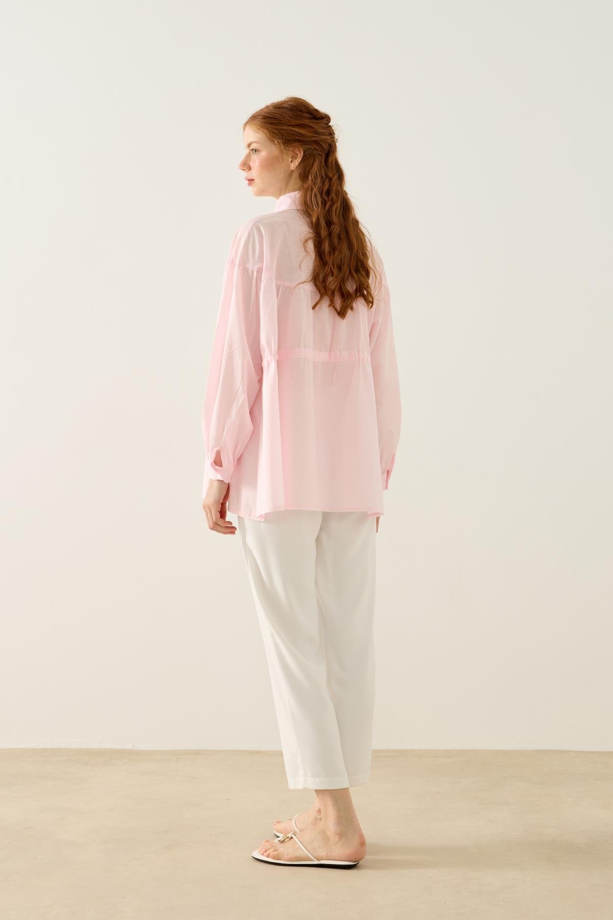 Phillippia Biye Kemerli Robalı Gömlek - Pembe