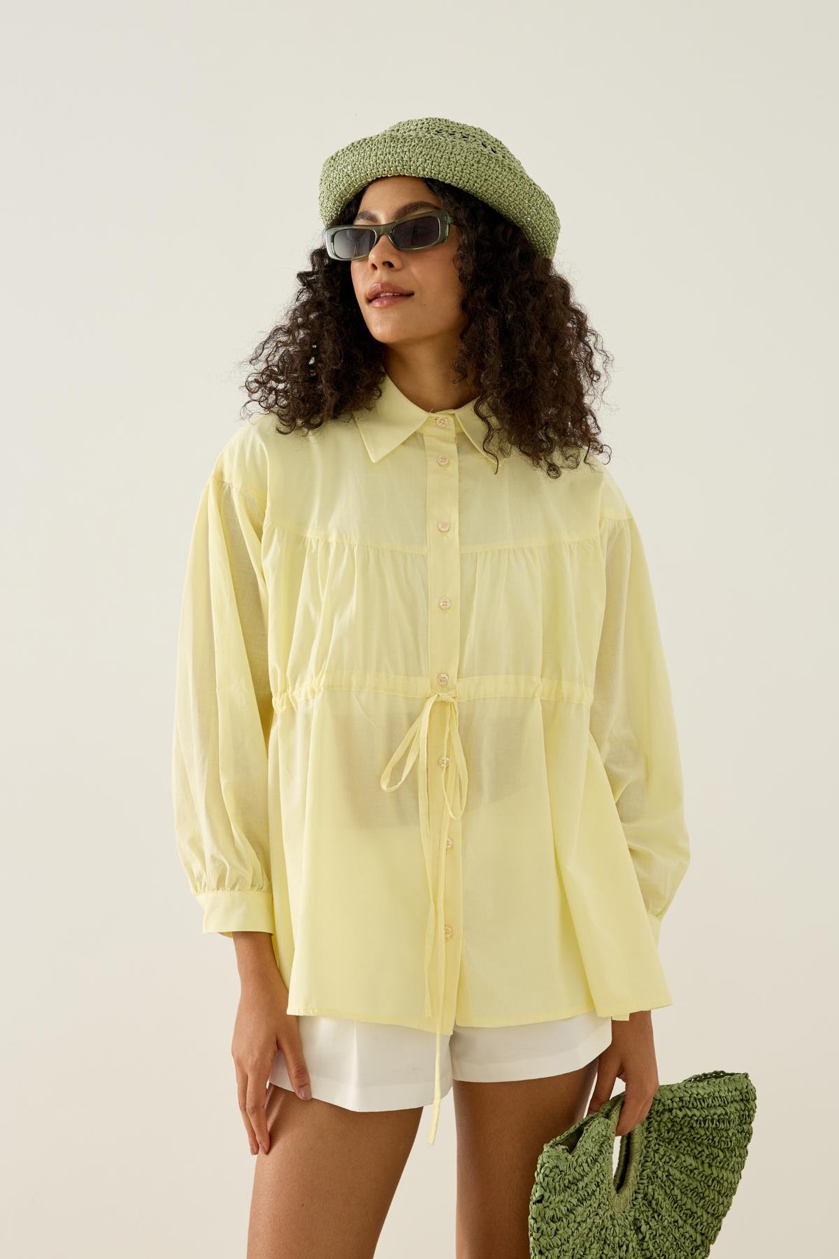 Phillippia Biye Kemerli Robalı Gömlek -  Limon Sarı