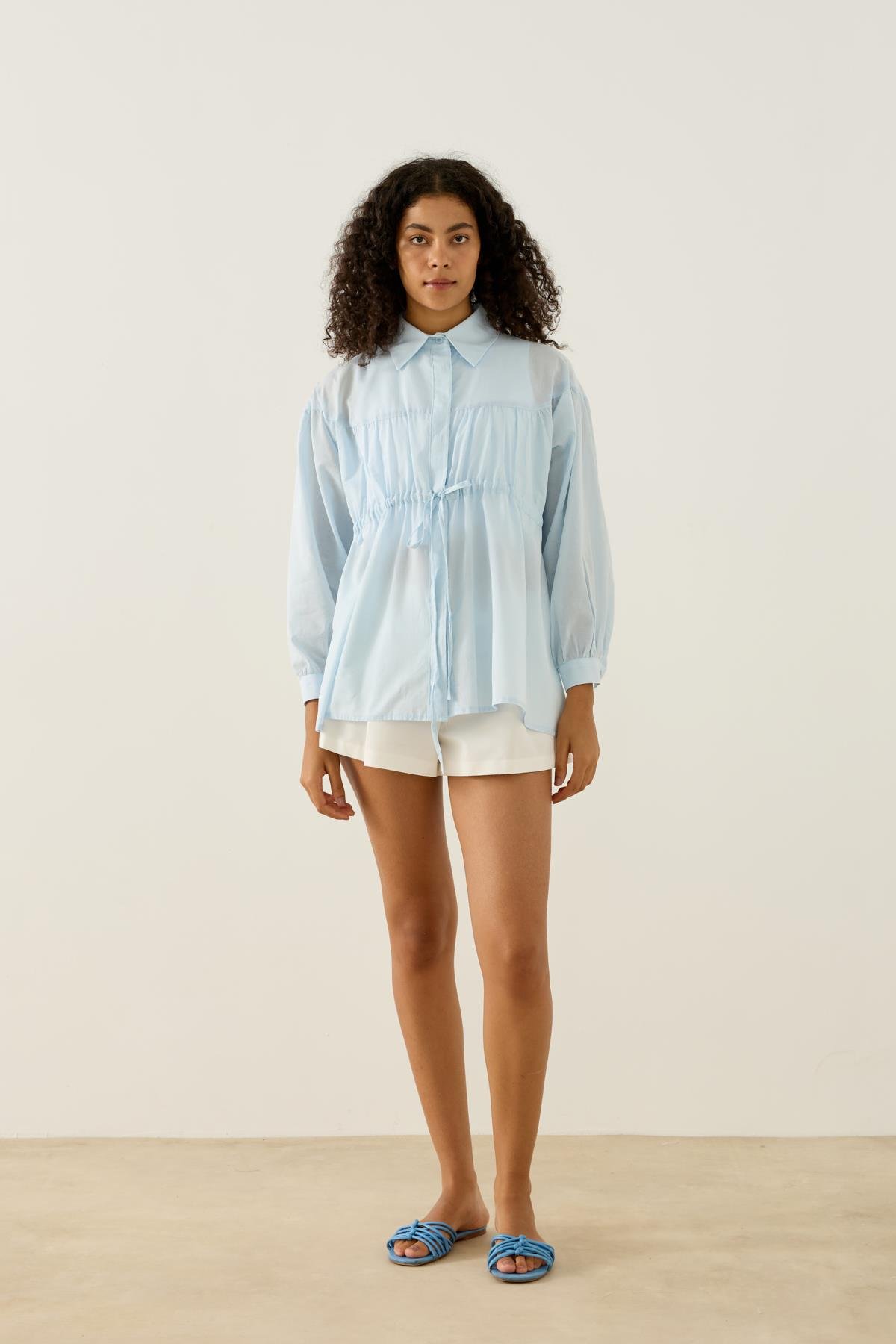 Phillippia Biye Kemerli Robalı Gömlek - Mavi