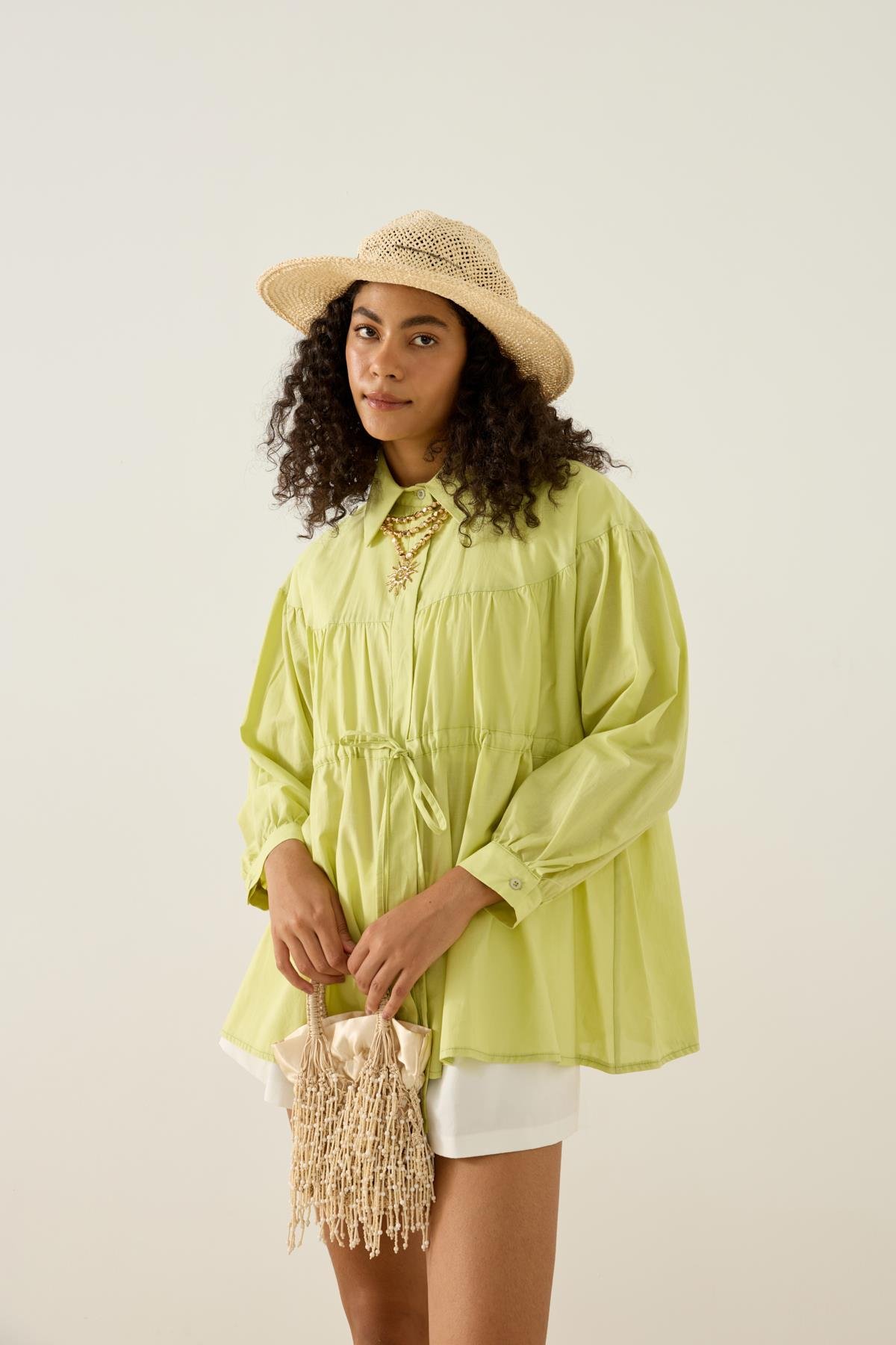 Phillippia Biye Kemerli Robalı Gömlek - Yeşil