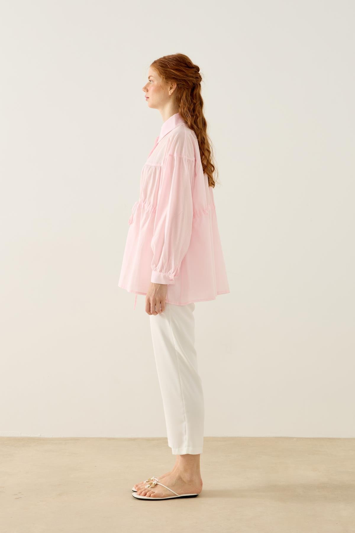 Phillippia Biye Kemerli Robalı Gömlek - Pembe