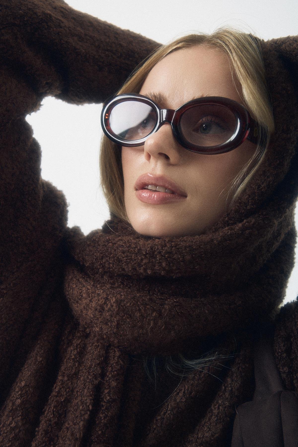 Polyane Atkılı Dokulu Triko Takım - Acı kahve