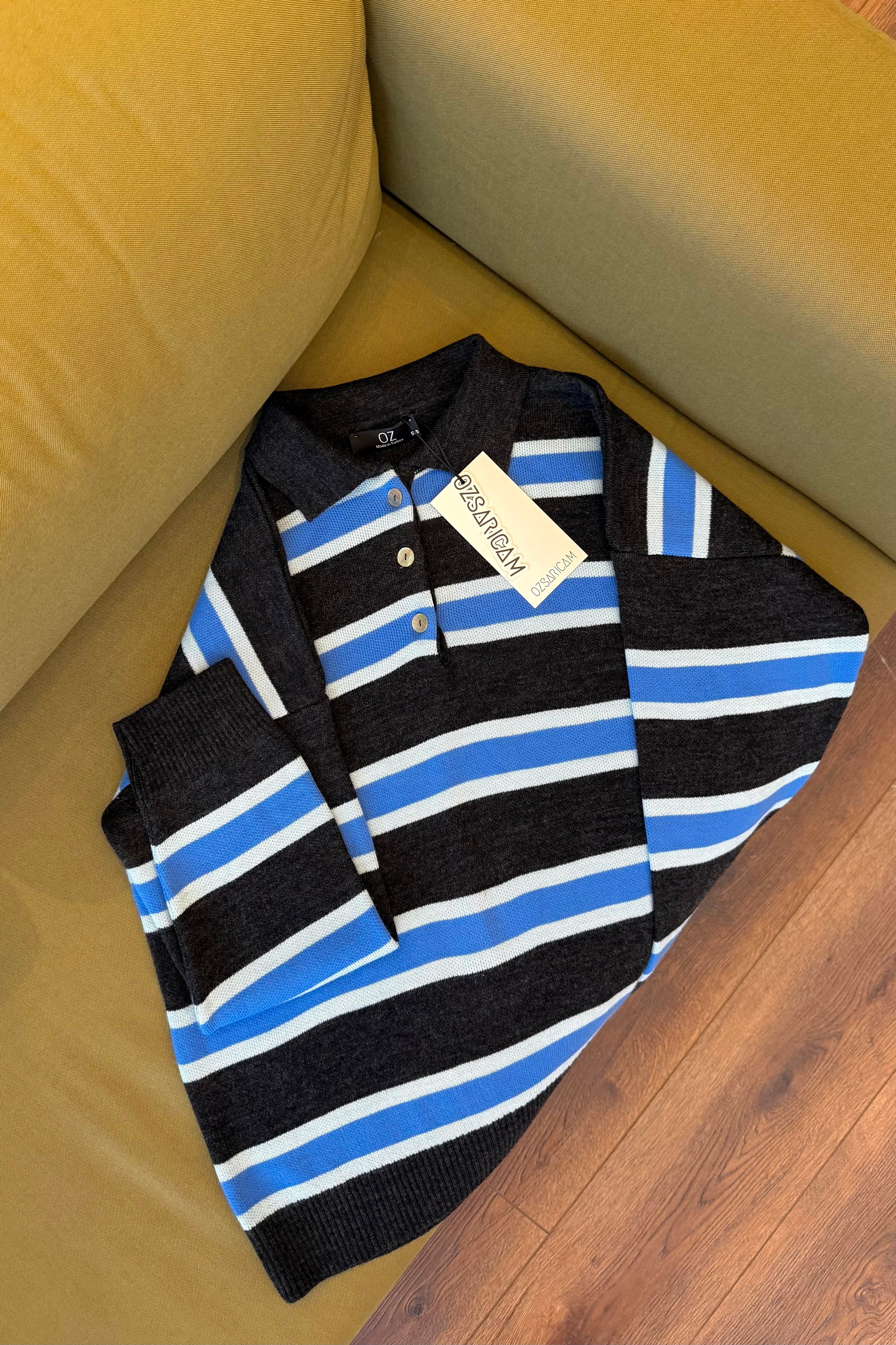 Rachel Polo Yaka Kazak - İndigo mavi