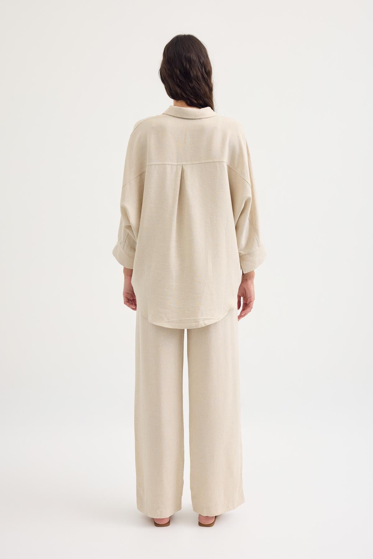 Raine Oversize Keten Karışımlı Takım - Naturel 
