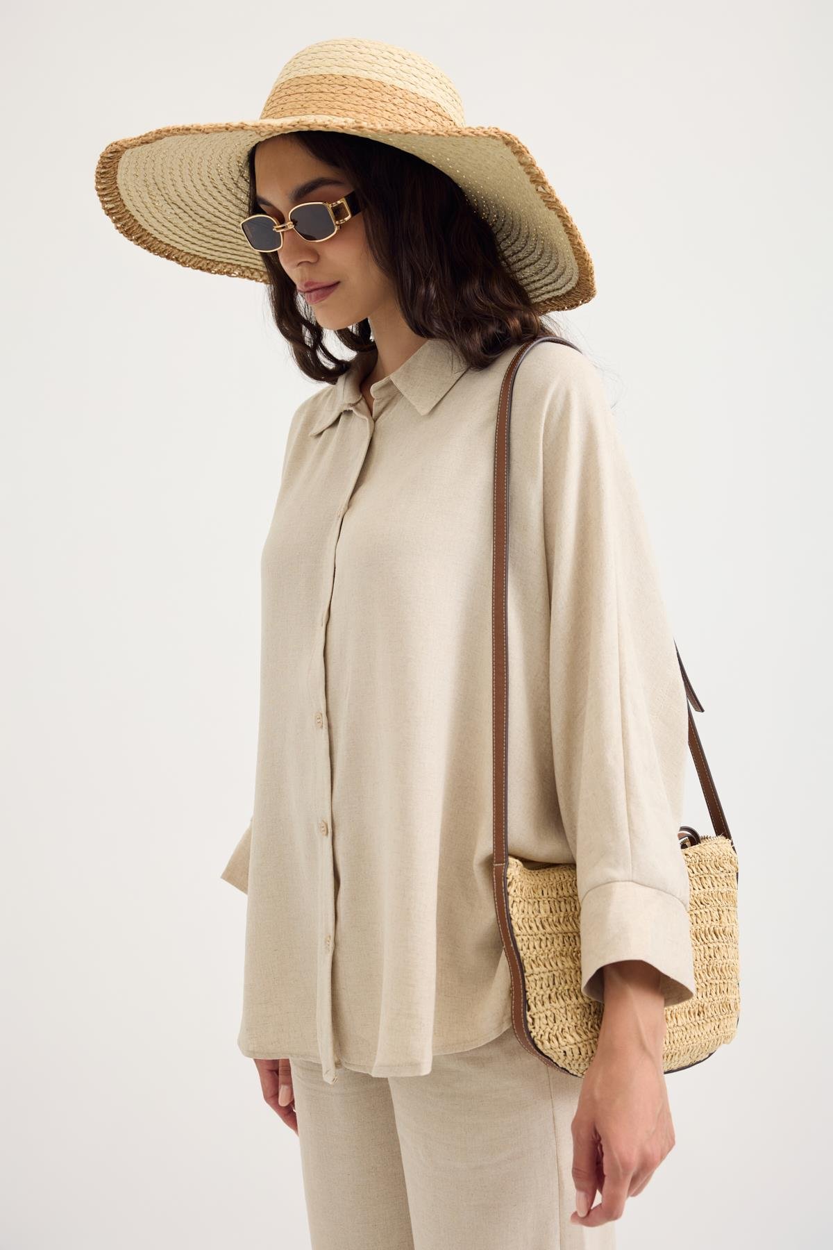 Raine Oversize Keten Karışımlı Takım - Naturel 