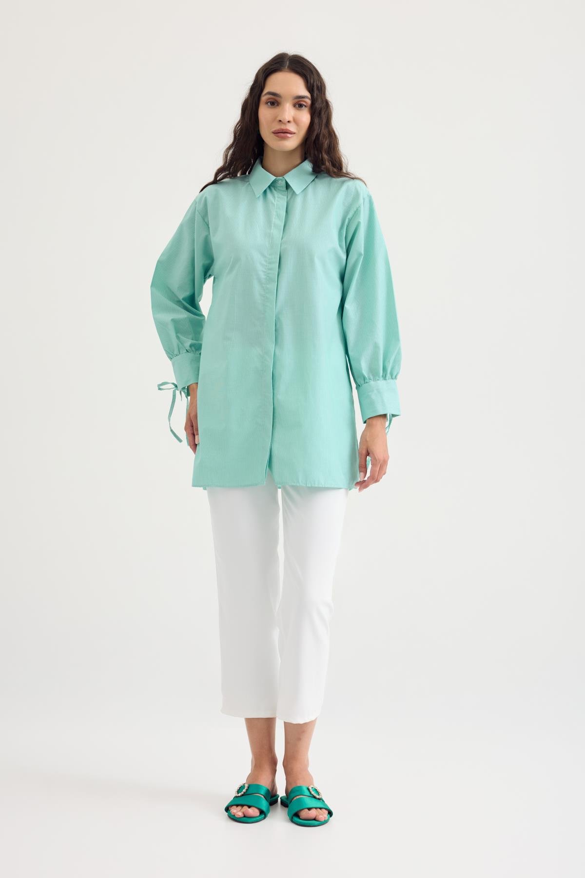 Raisa Bağcıklı Gömlek - Yeşil 