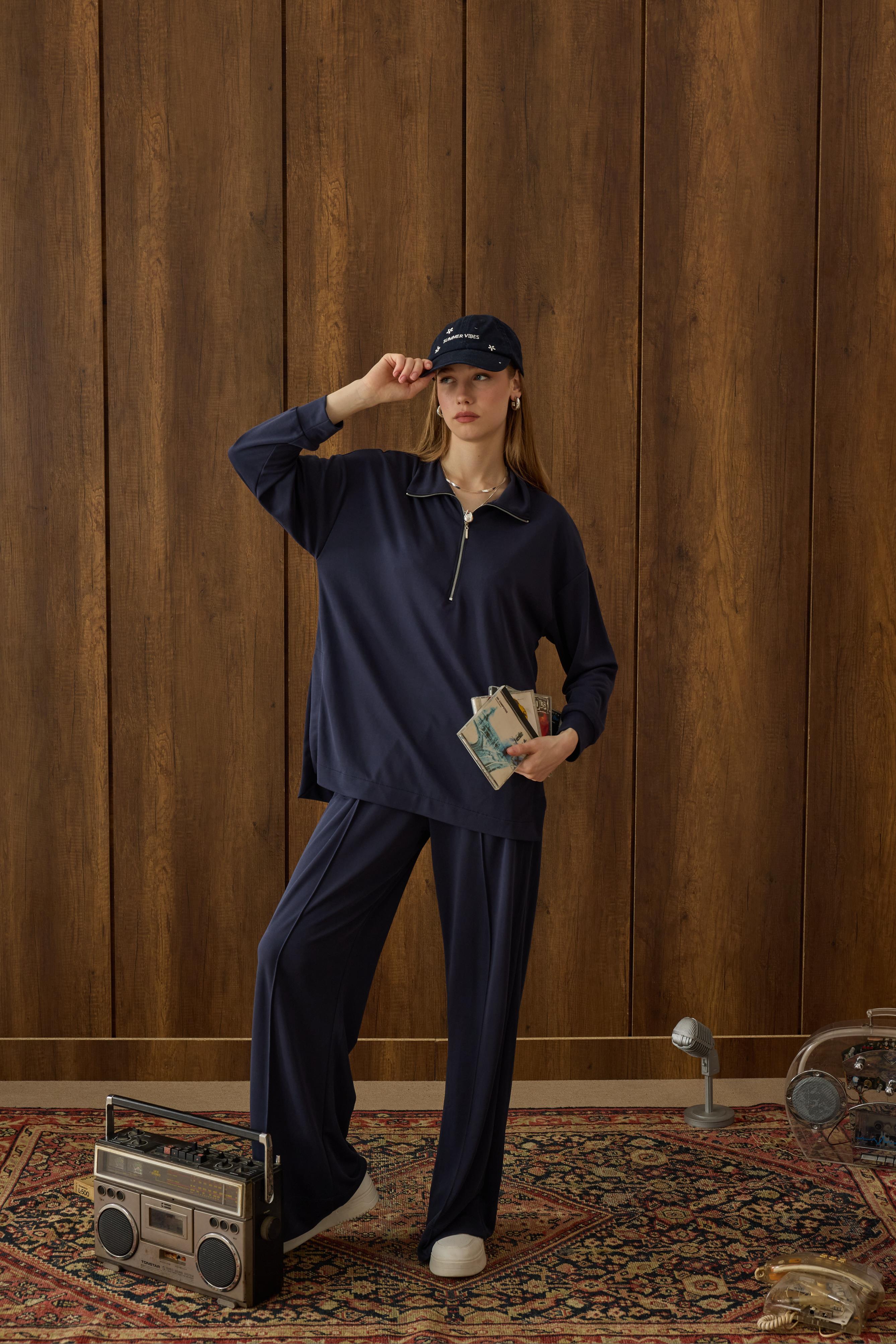 Relax Modal Fermuarlı Takım - Lacivert