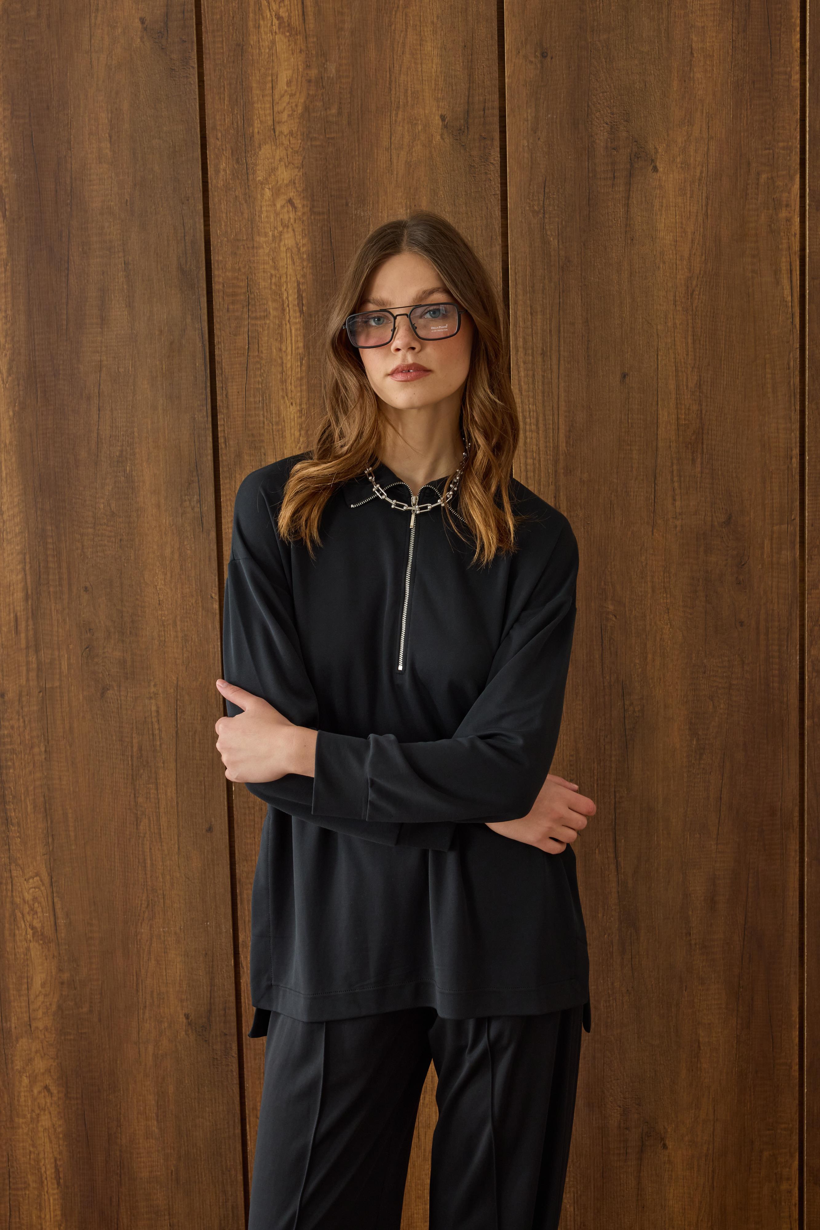 Relax Modal Fermuarlı Takım - Siyah