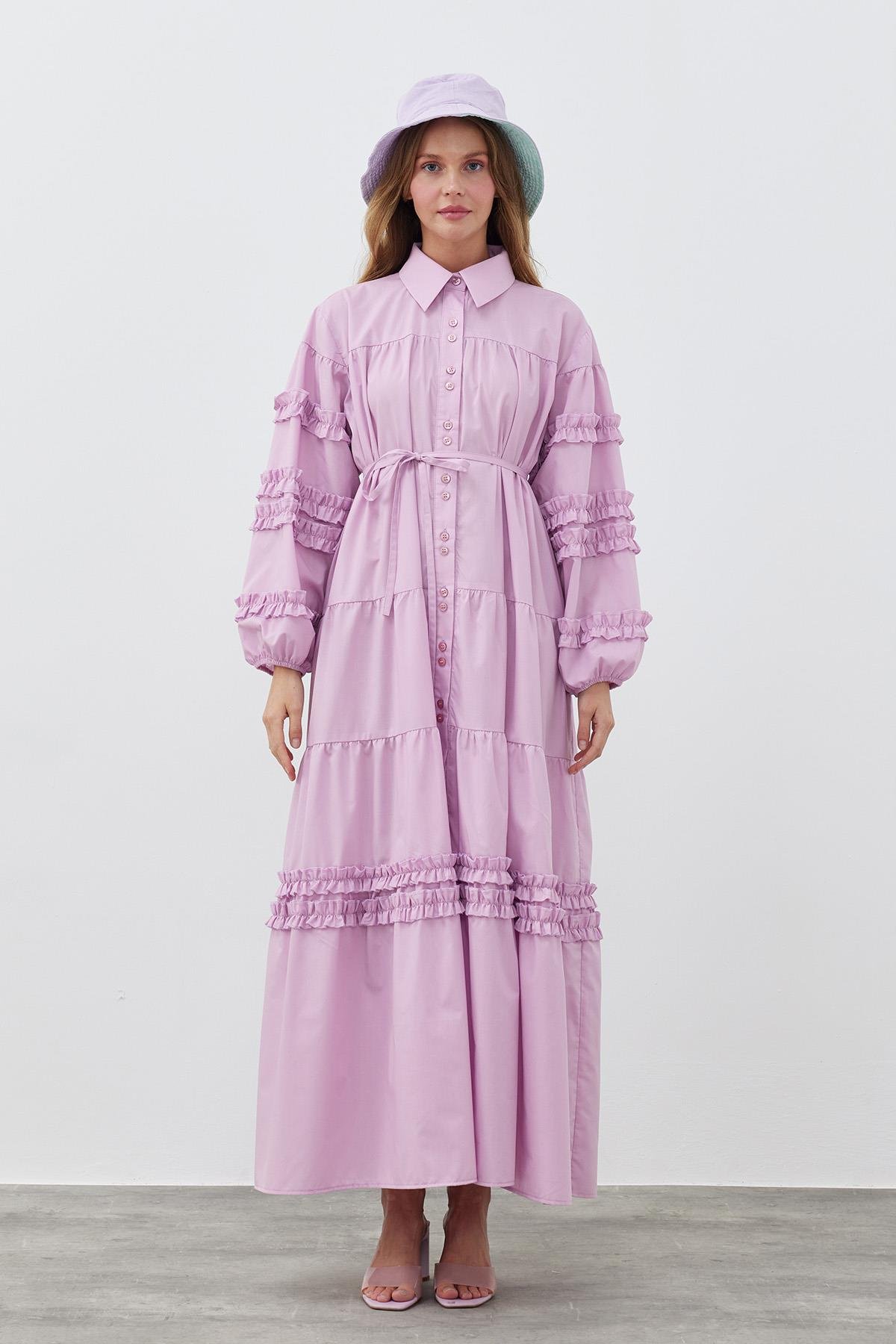 RENNESME FIRFIRLI ELBİSE - LİLA