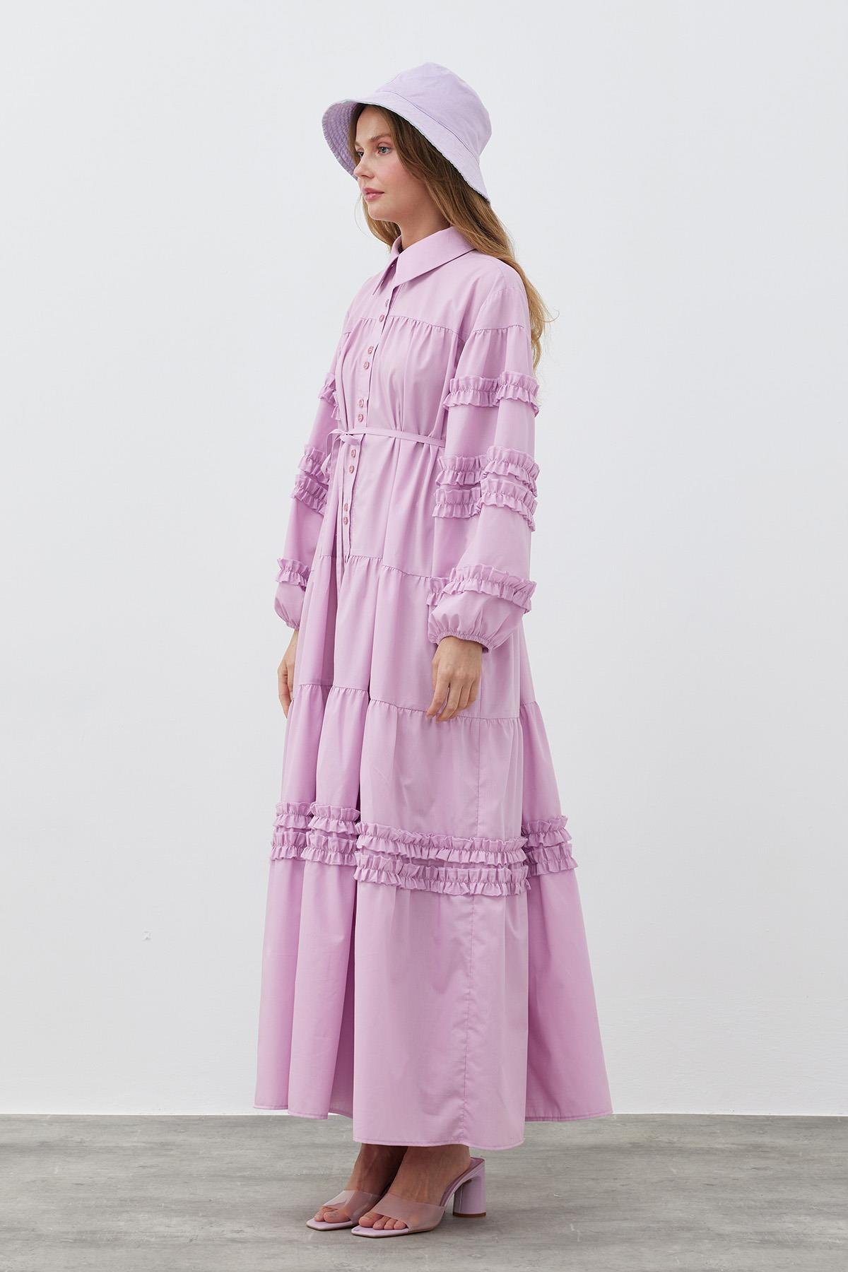 RENNESME FIRFIRLI ELBİSE - LİLA
