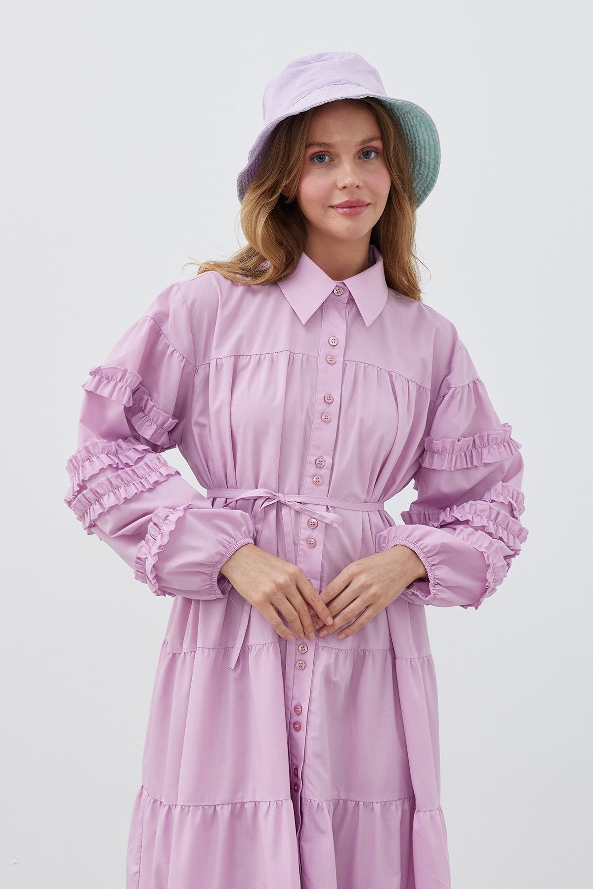 RENNESME FIRFIRLI ELBİSE - LİLA