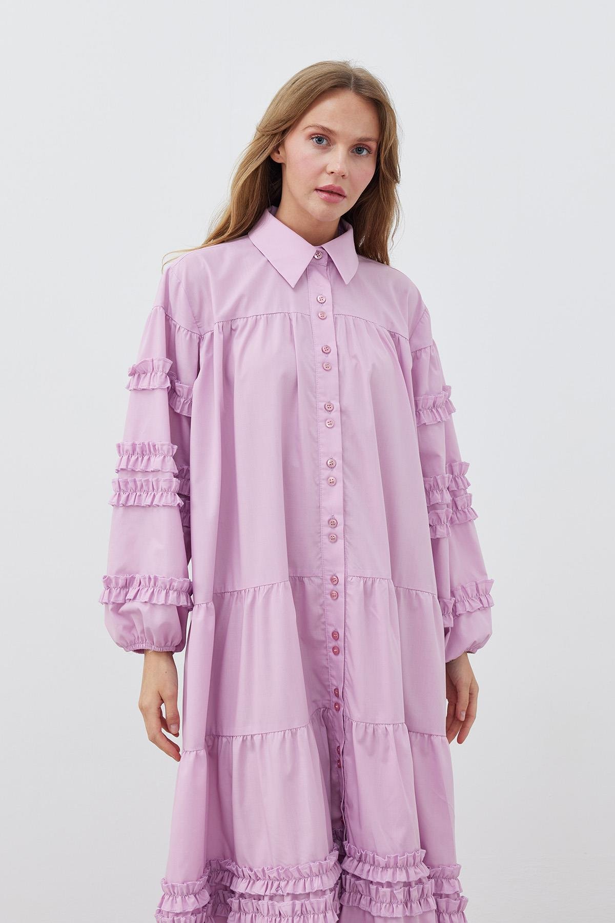 RENNESME FIRFIRLI ELBİSE - LİLA