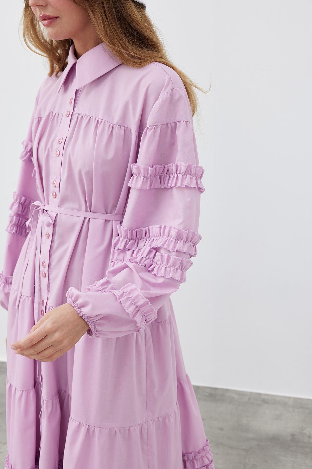 RENNESME FIRFIRLI ELBİSE - LİLA