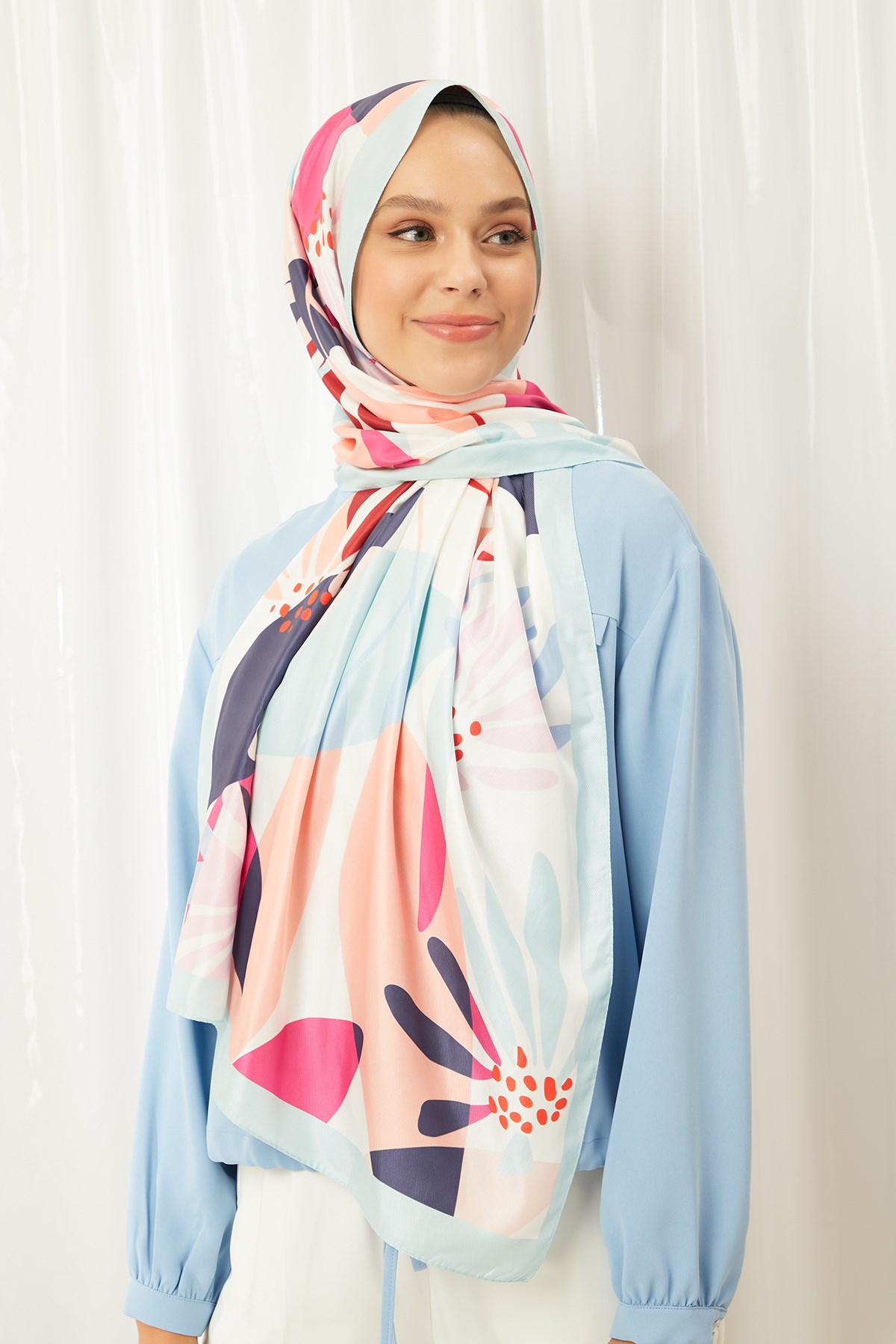 Ros Twill / İpek Şal - Bebe Mavi