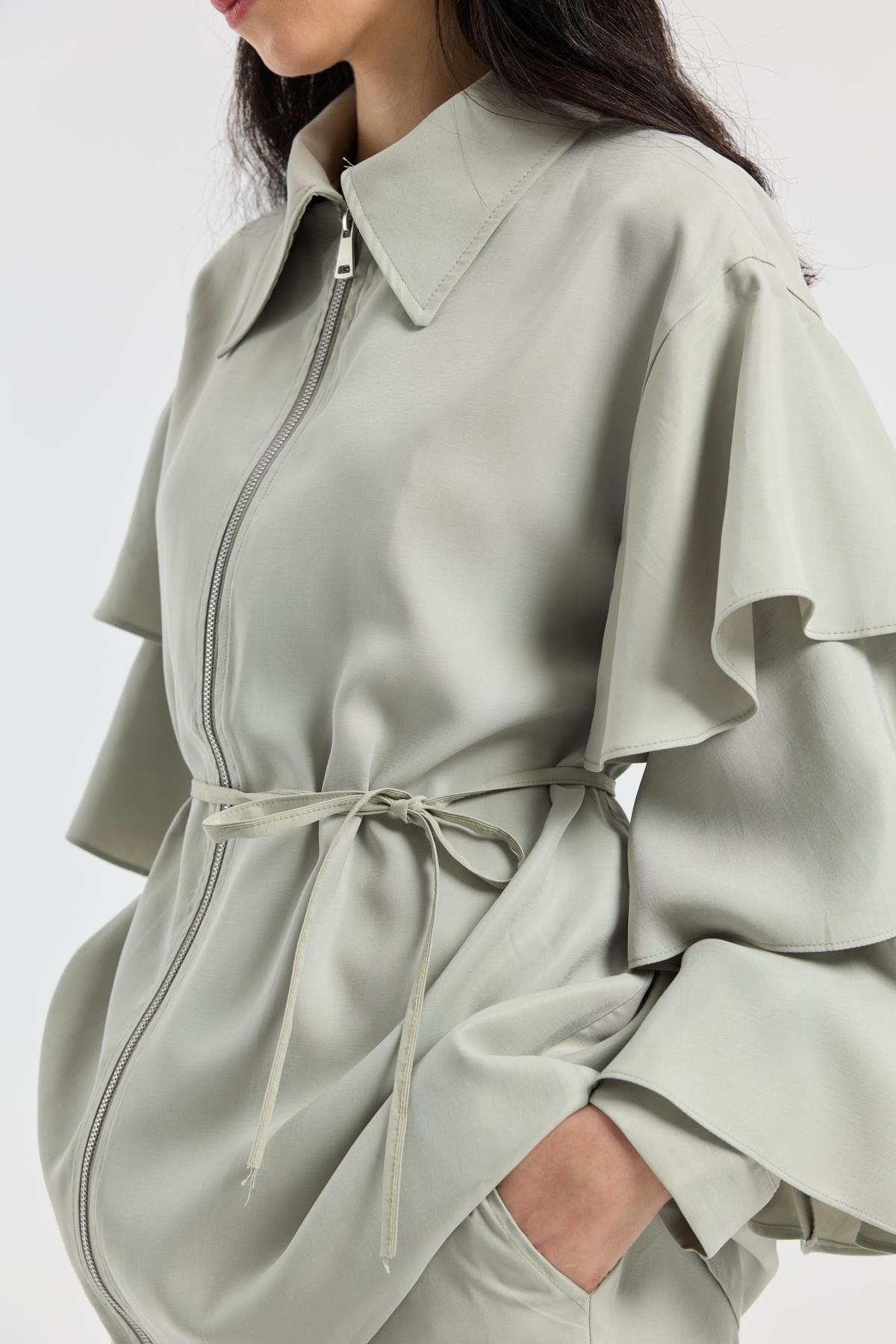 Rosalie Modal Fırfırlı Takım - Taş