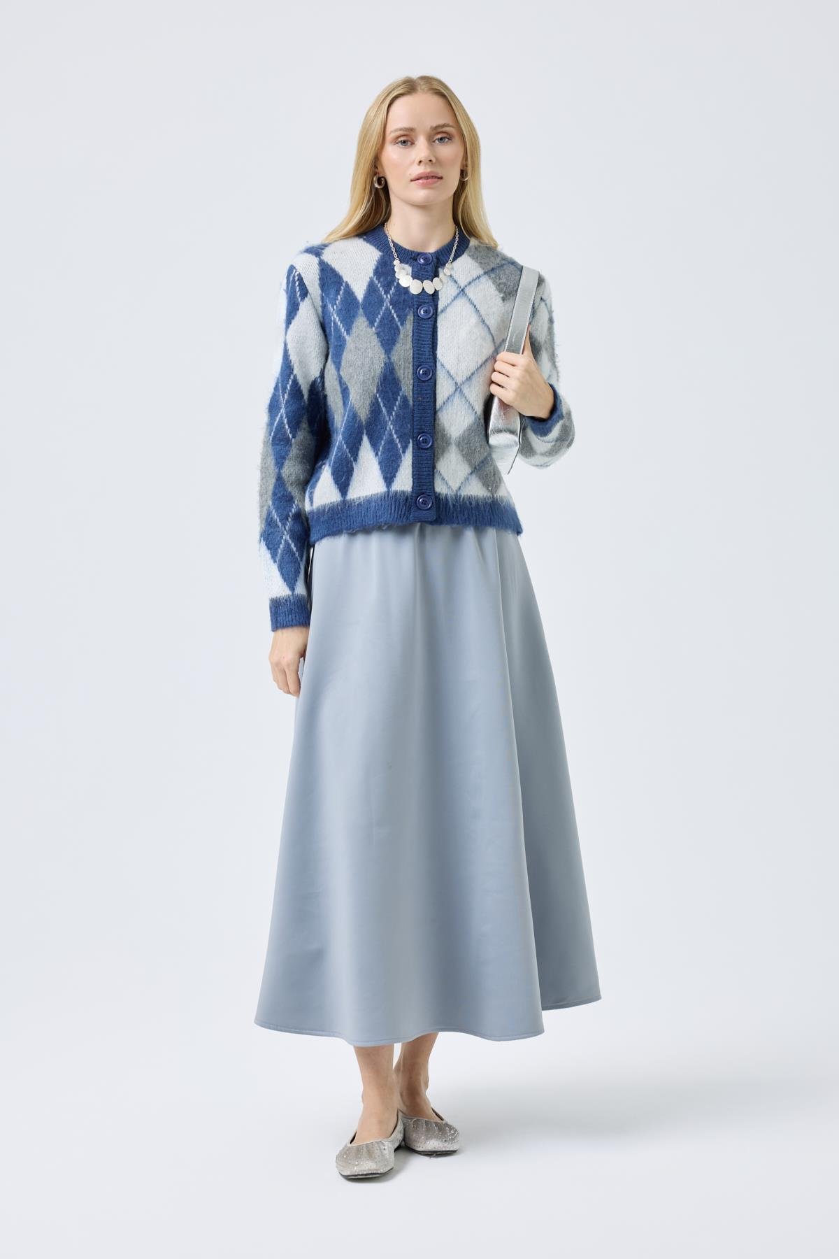 Rosalind Baklava Desenli Hırka - Mavi