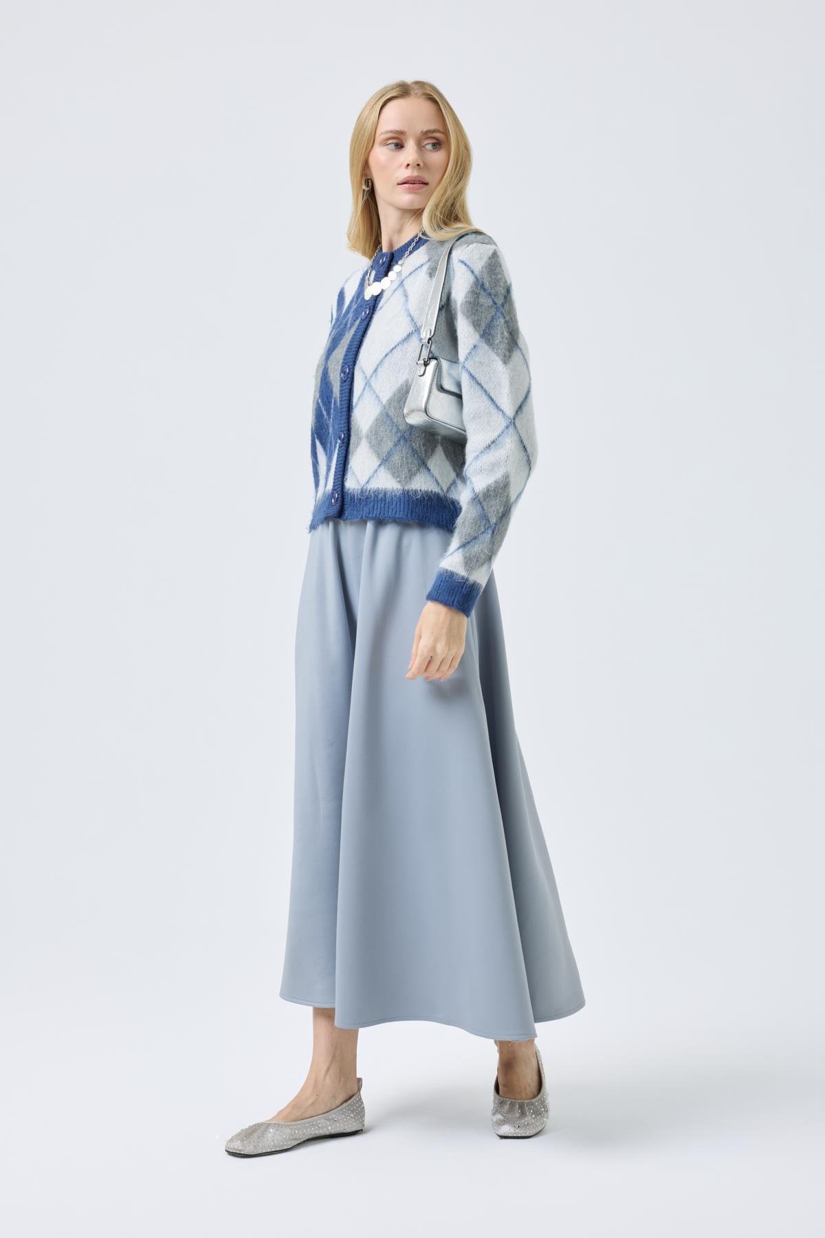 Rosalind Baklava Desenli Hırka - Mavi