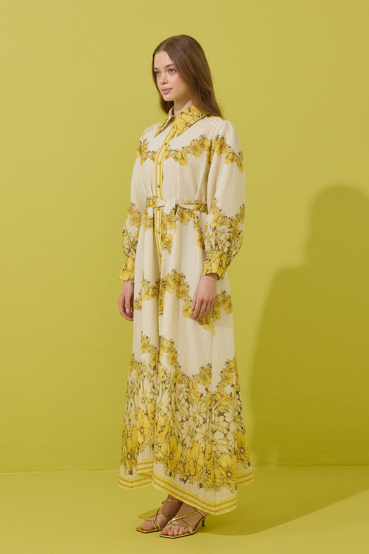 Royal Vual Baskılı Nervürlü Elbise 