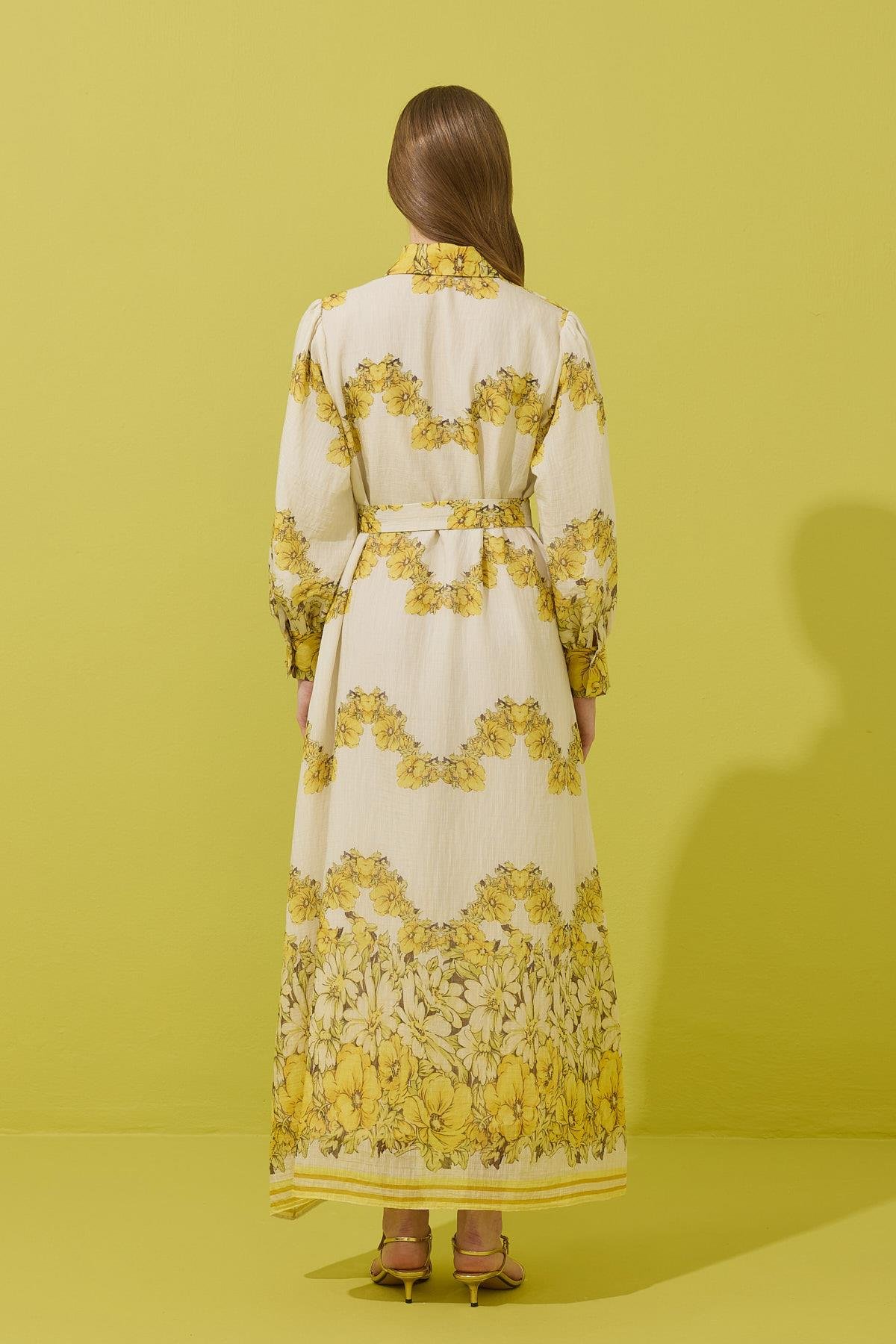 Royal Vual Baskılı Nervürlü Elbise 