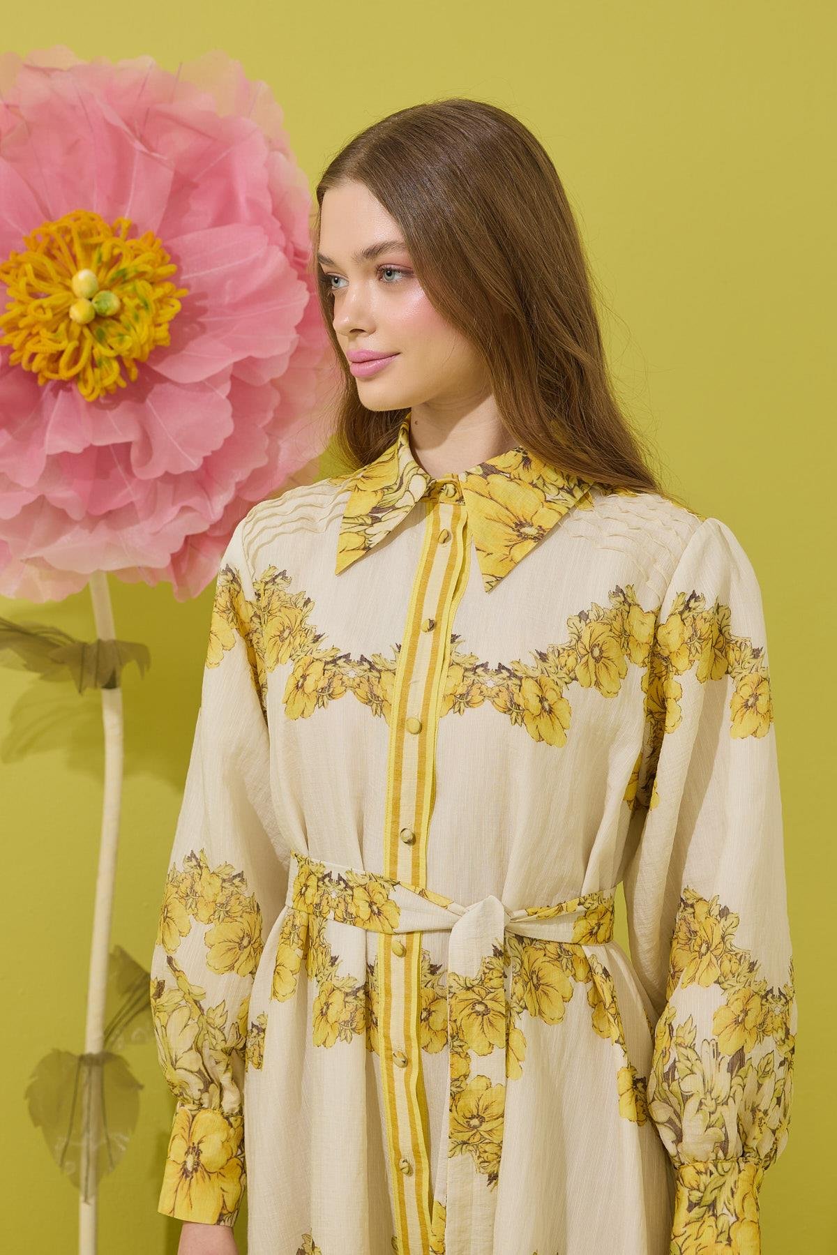 Royal Vual Baskılı Nervürlü Elbise 