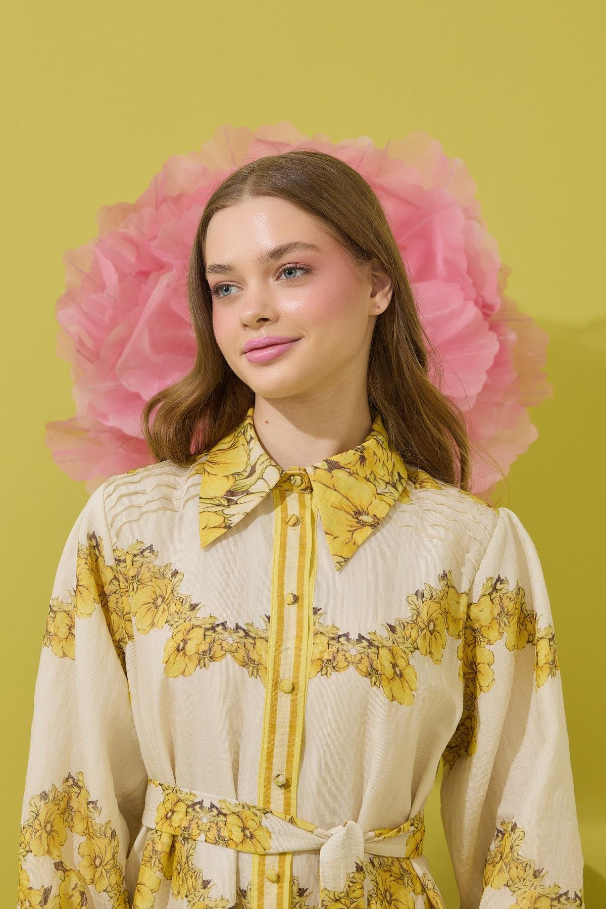 Royal Vual Baskılı Nervürlü Elbise 