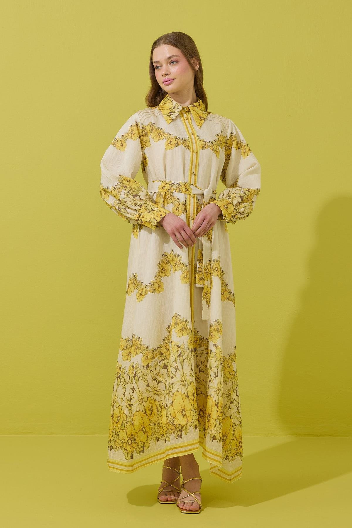 Royal Vual Baskılı Nervürlü Elbise 