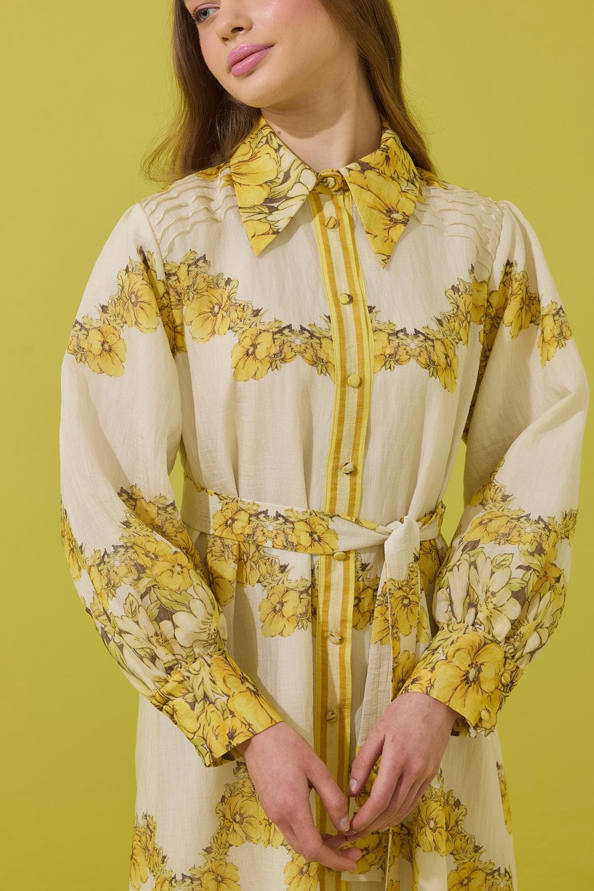 Royal Vual Baskılı Nervürlü Elbise 