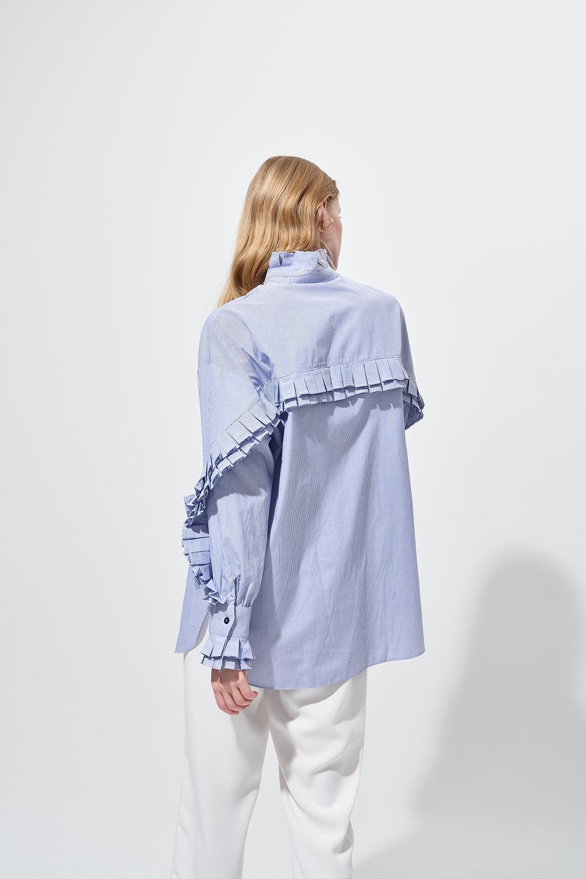 Ruffles Pilikaşe Detaylı Gömlek - Lacivert