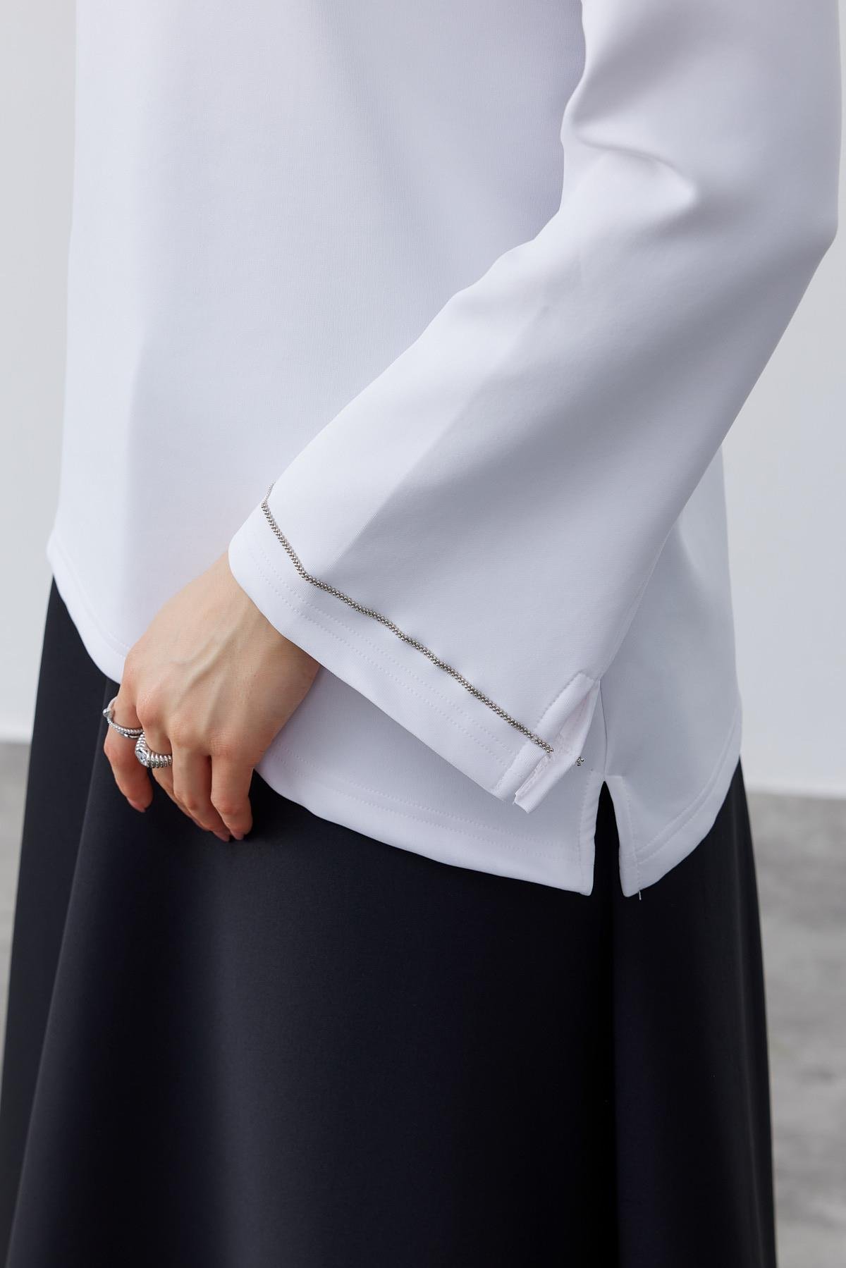 Sadie Asimetrik Skuba Bluz- Beyaz