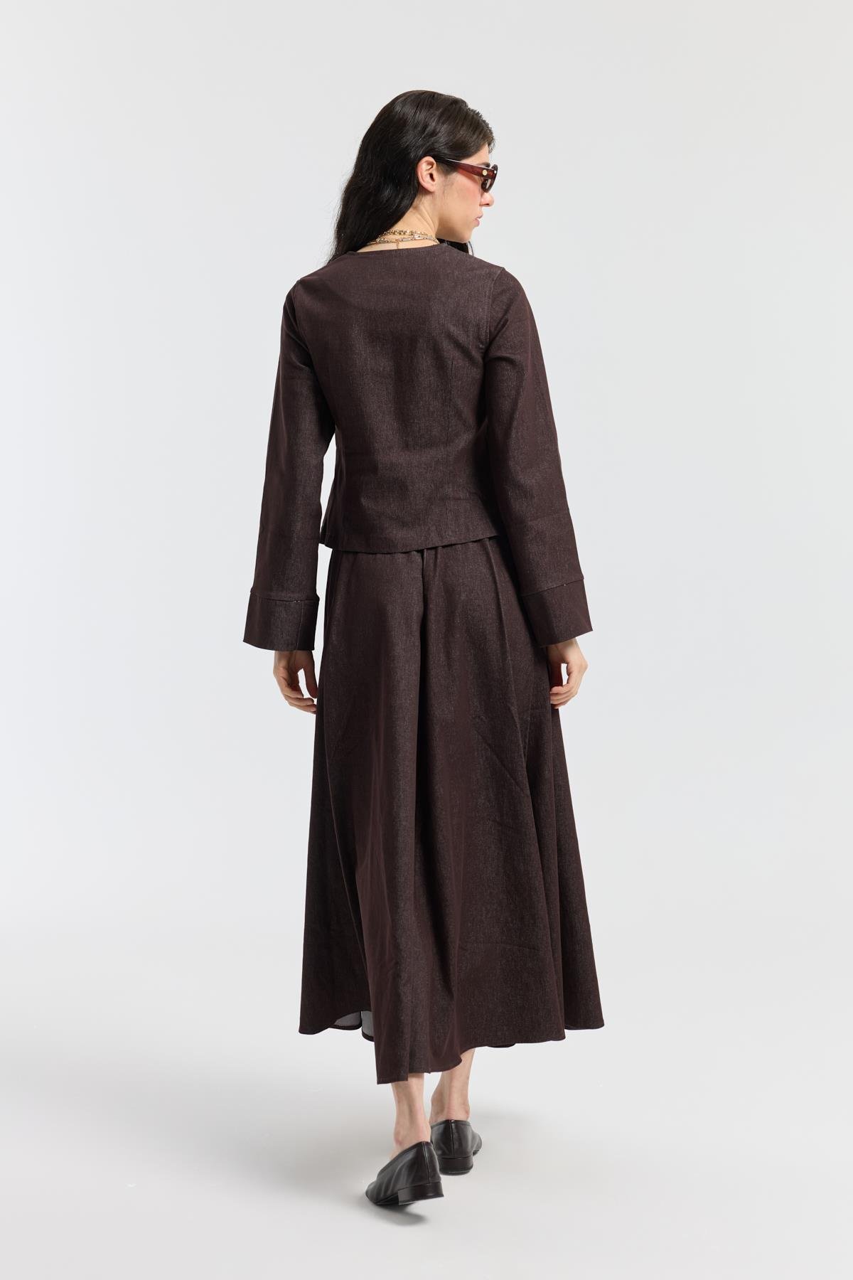 Sadie Belden Oturtmalı Kot Takım - Acı kahve