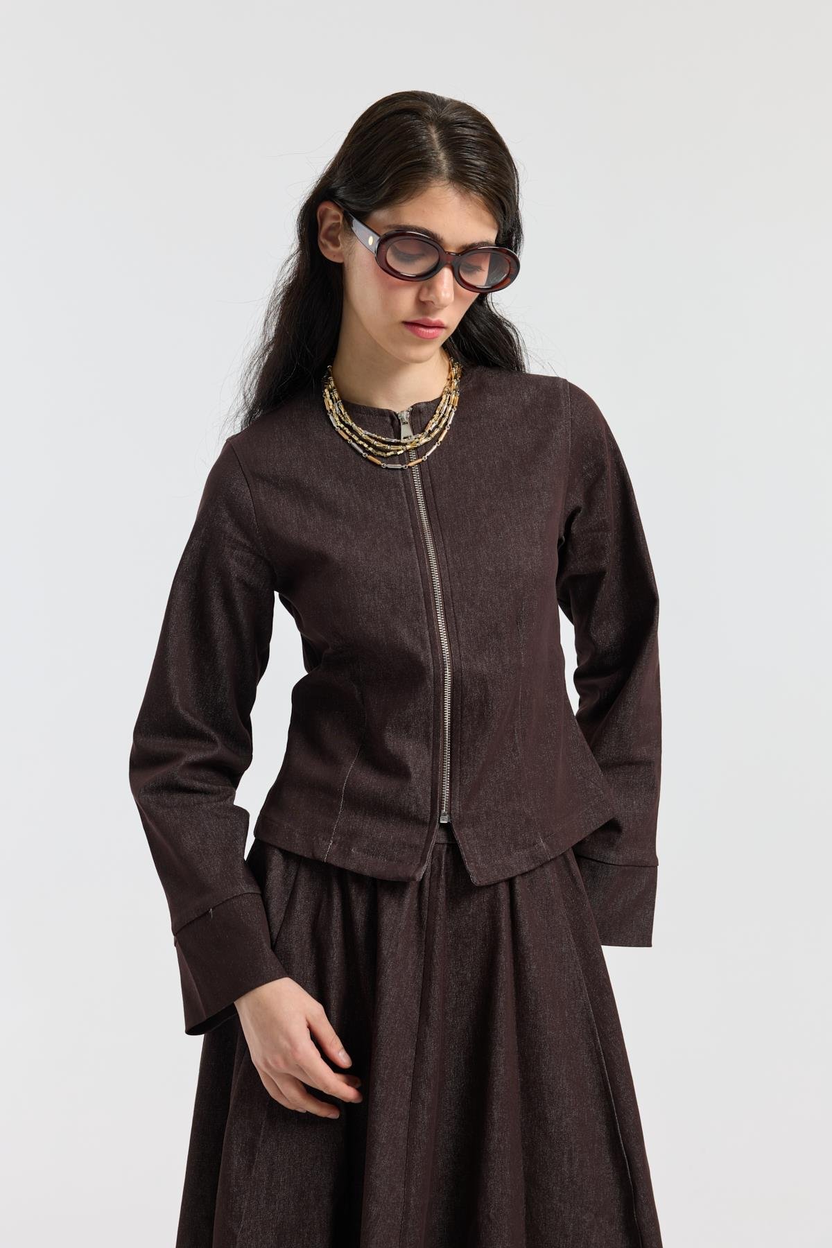 Sadie Belden Oturtmalı Kot Takım - Bordo