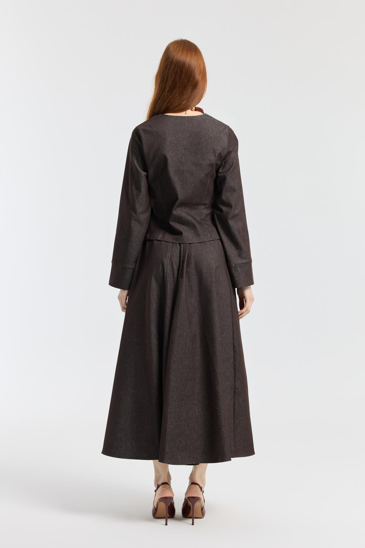 Sadie Belden Oturtmalı Kot Takım - Bordo