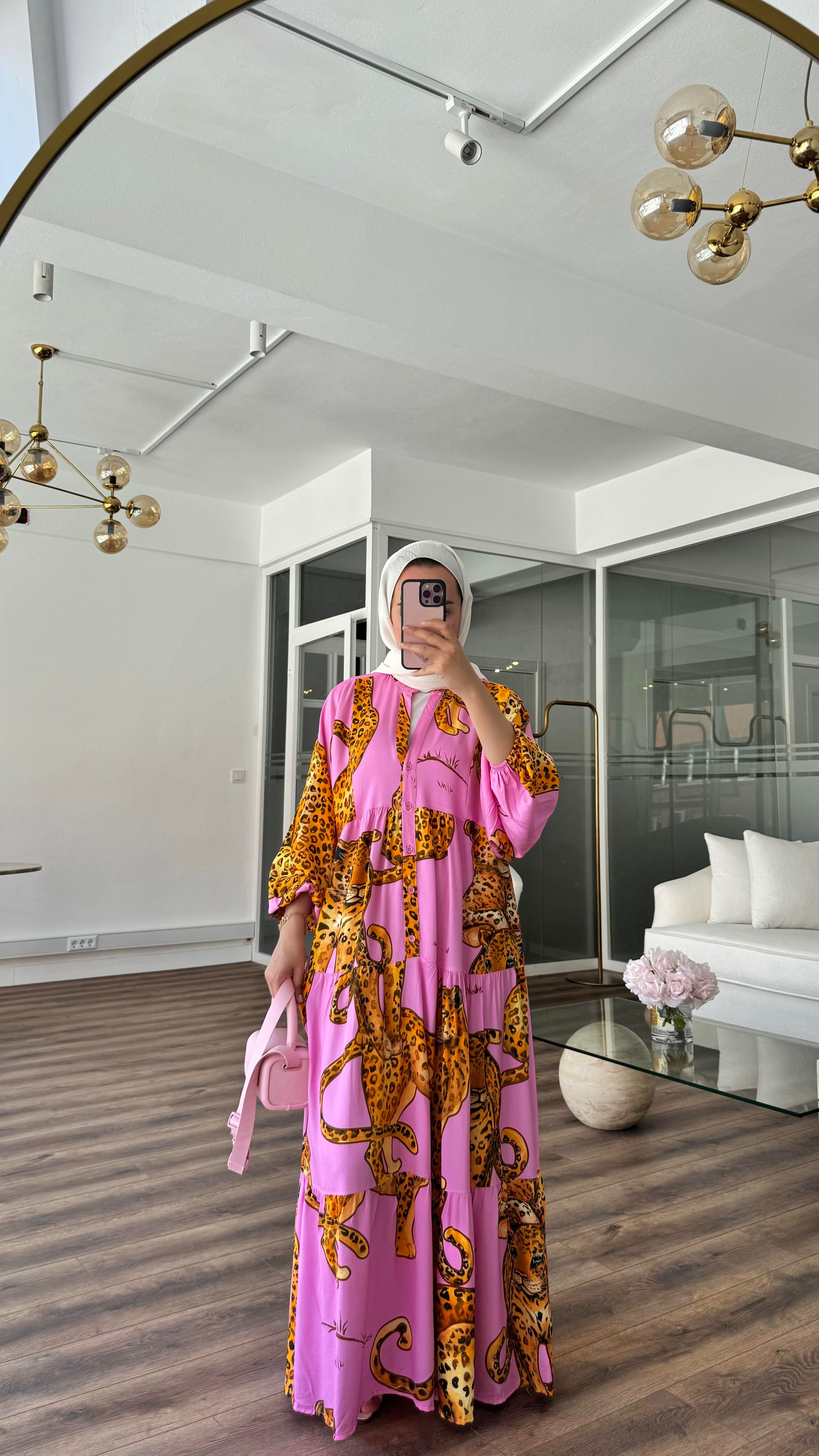 SADİE VİSCON ELBİSE - PEMBE 