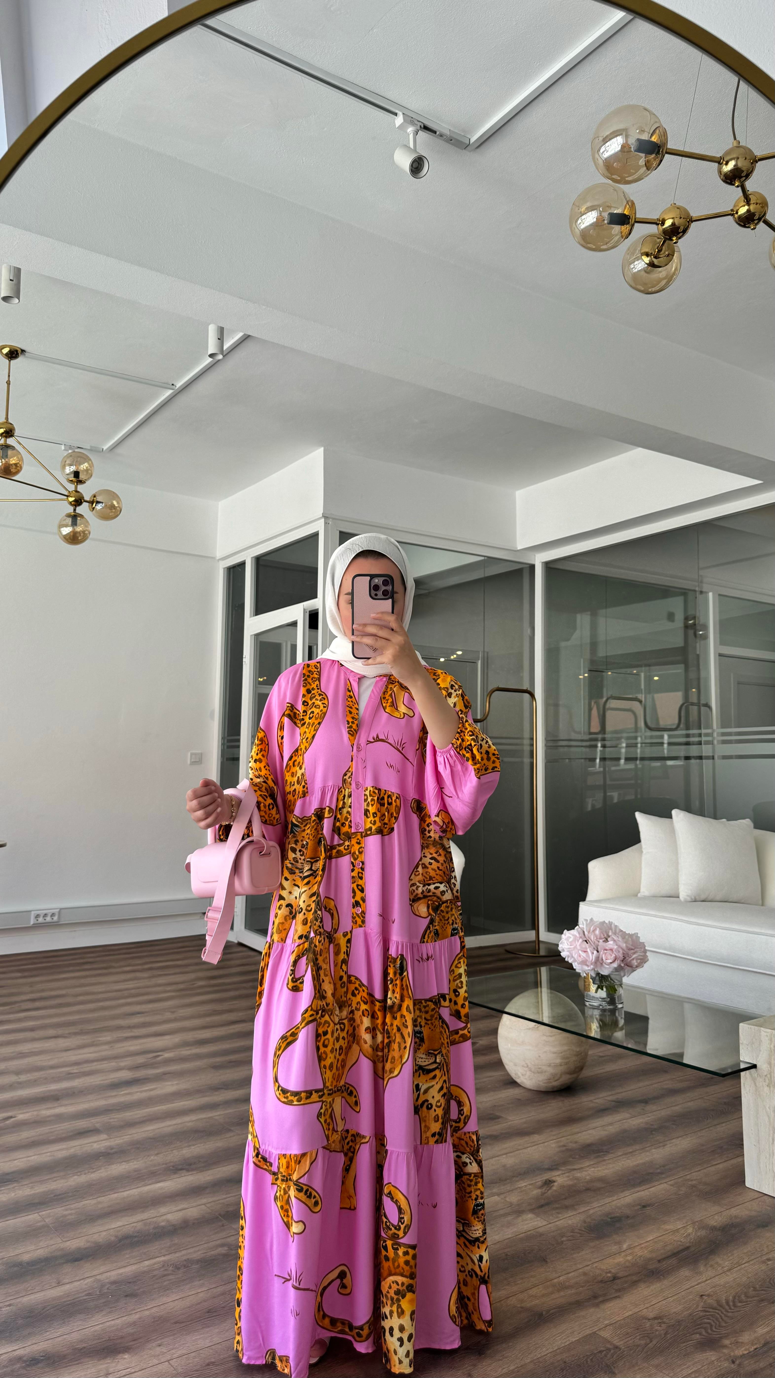 SADİE VİSCON ELBİSE - PEMBE 