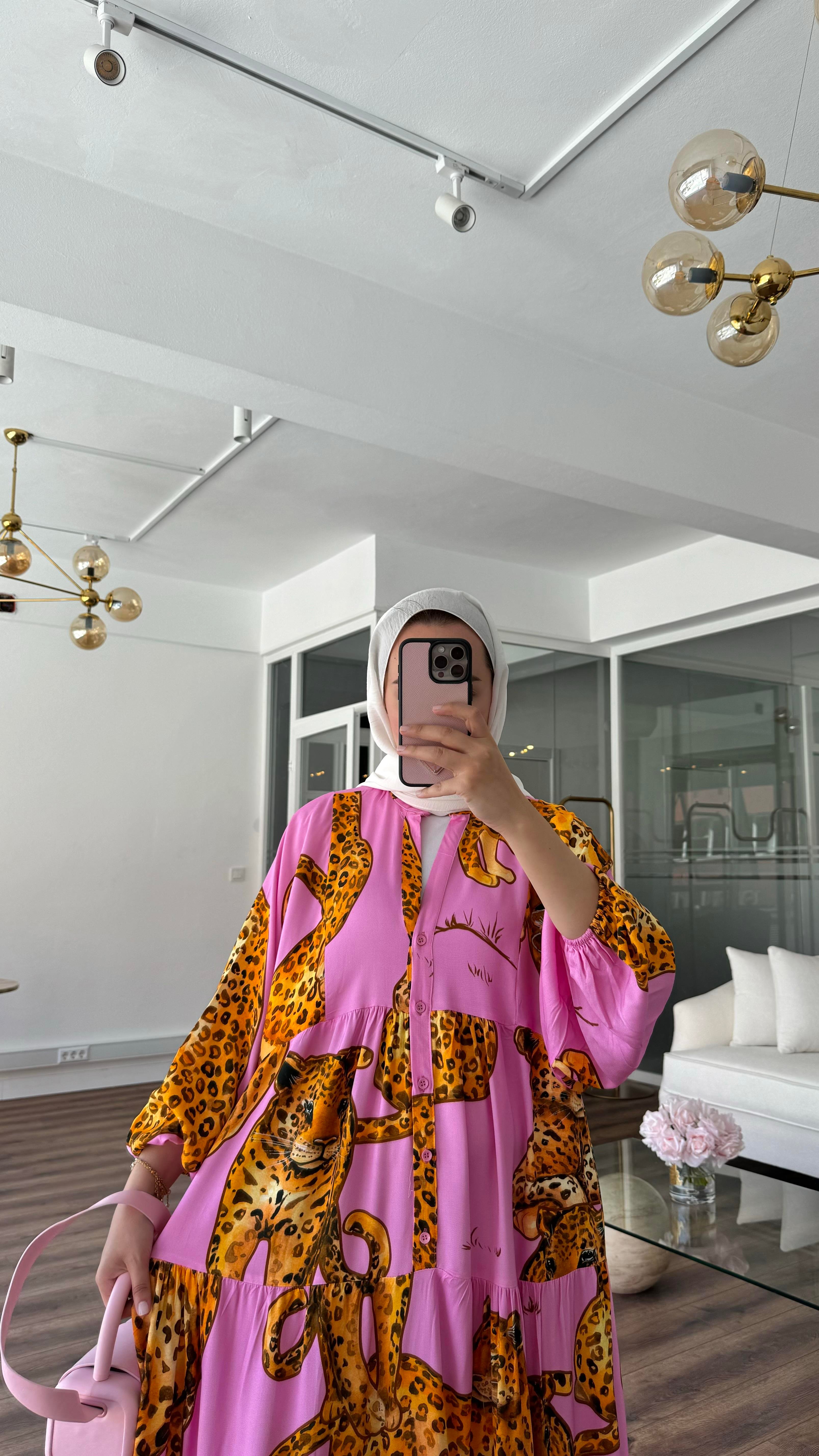 SADİE VİSCON ELBİSE - PEMBE 