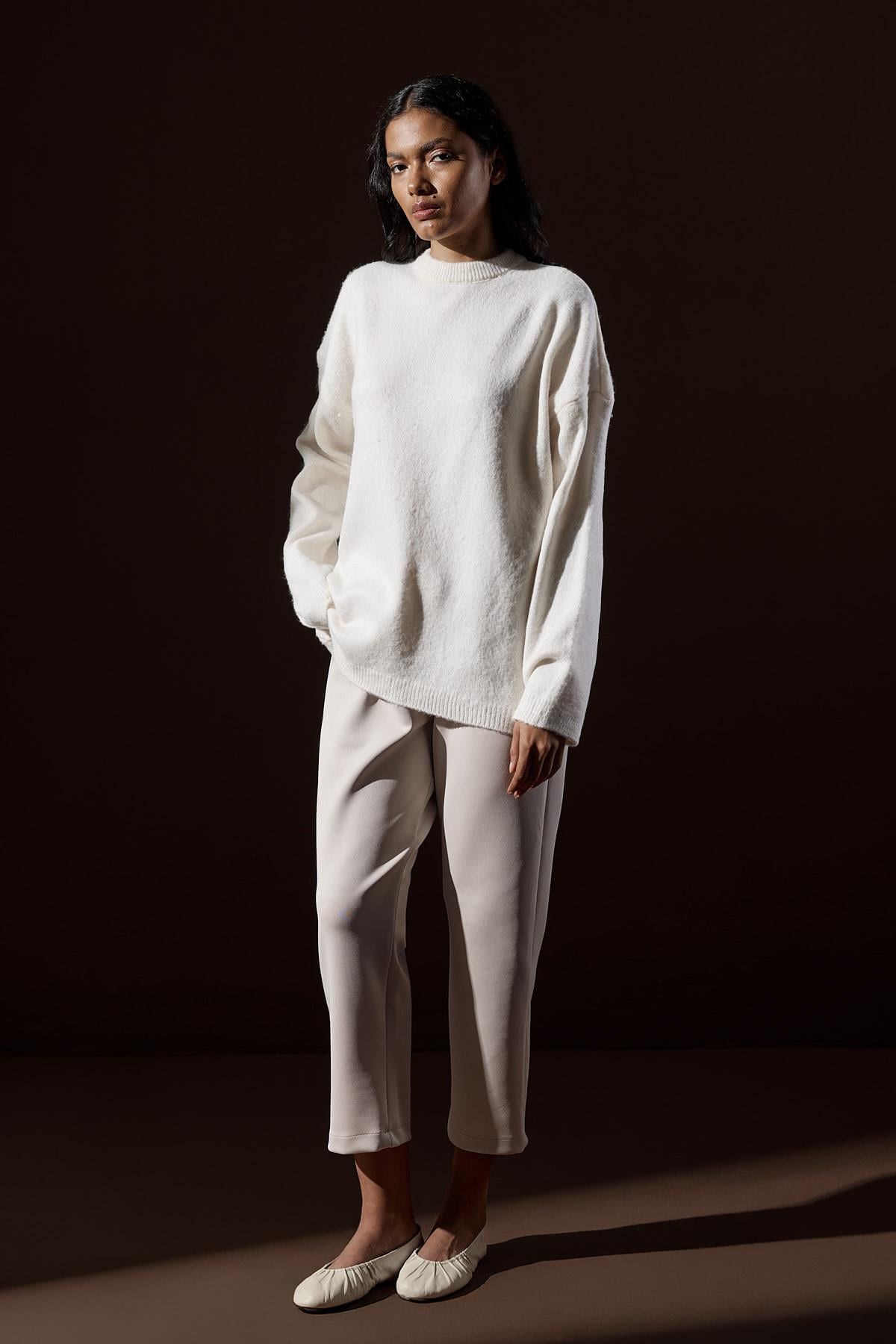 Saint Yün Karışımlı Basic Kazak - Krem