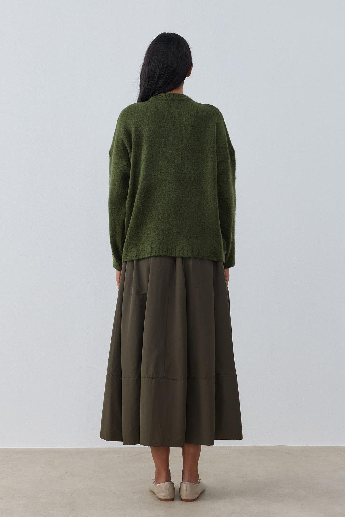 Saint Yün Karışımlı Basic Kazak- Yeşil