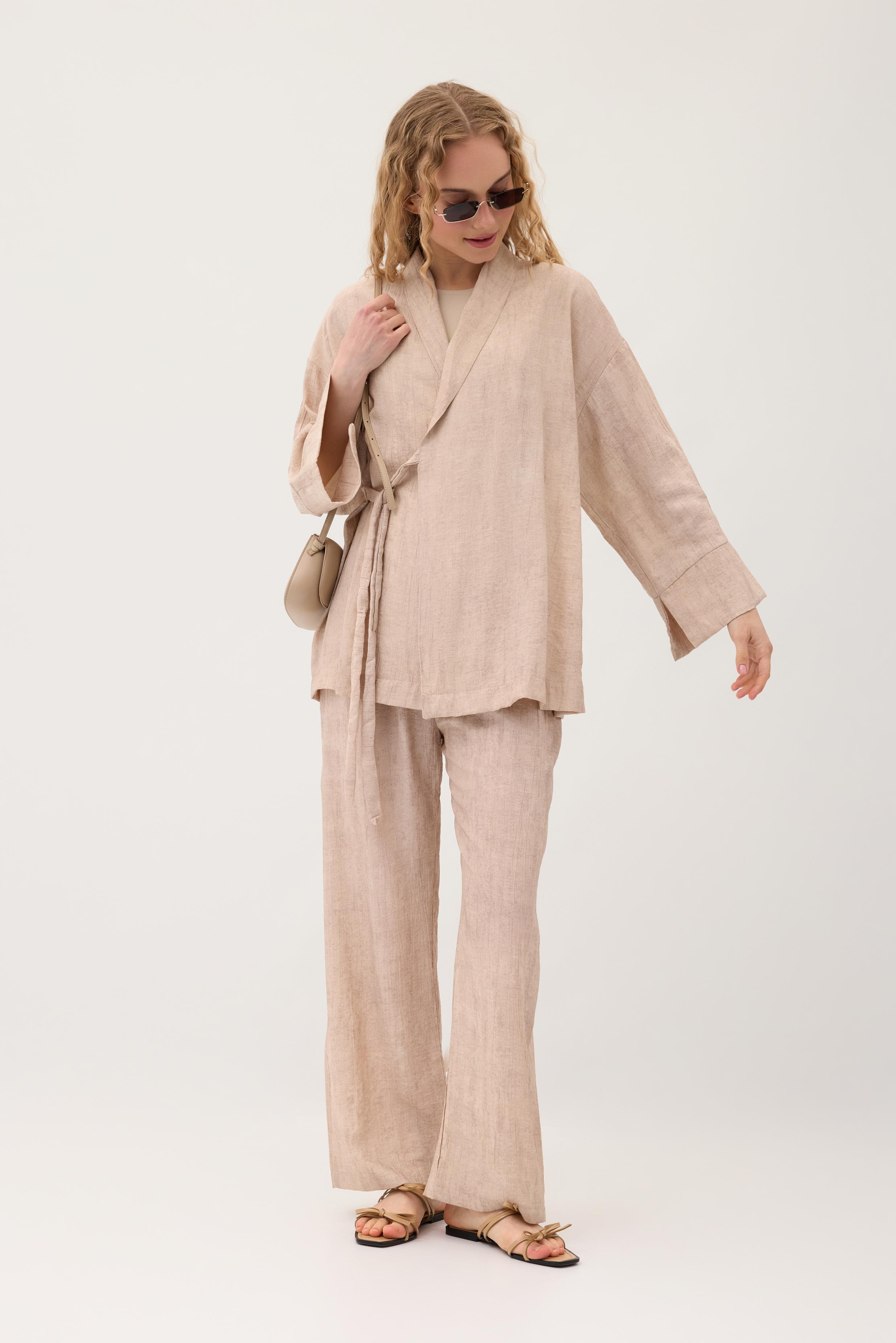 Sandy Kimono Takım - Vizon