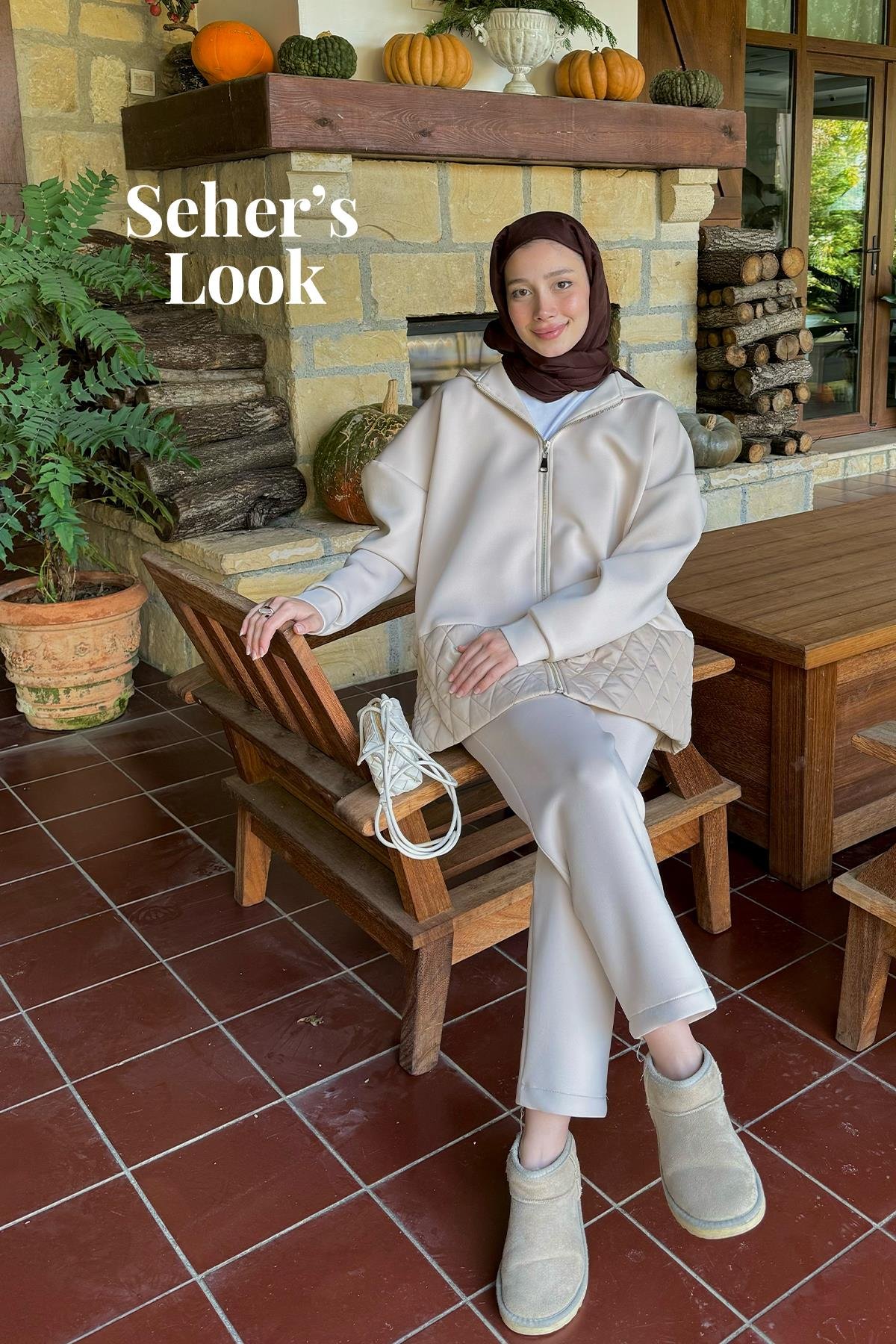 Seher Zeynep'in Lena Kapitone Detaylı Skuba Kap ve Liza Skuba Pantolon Kombini 