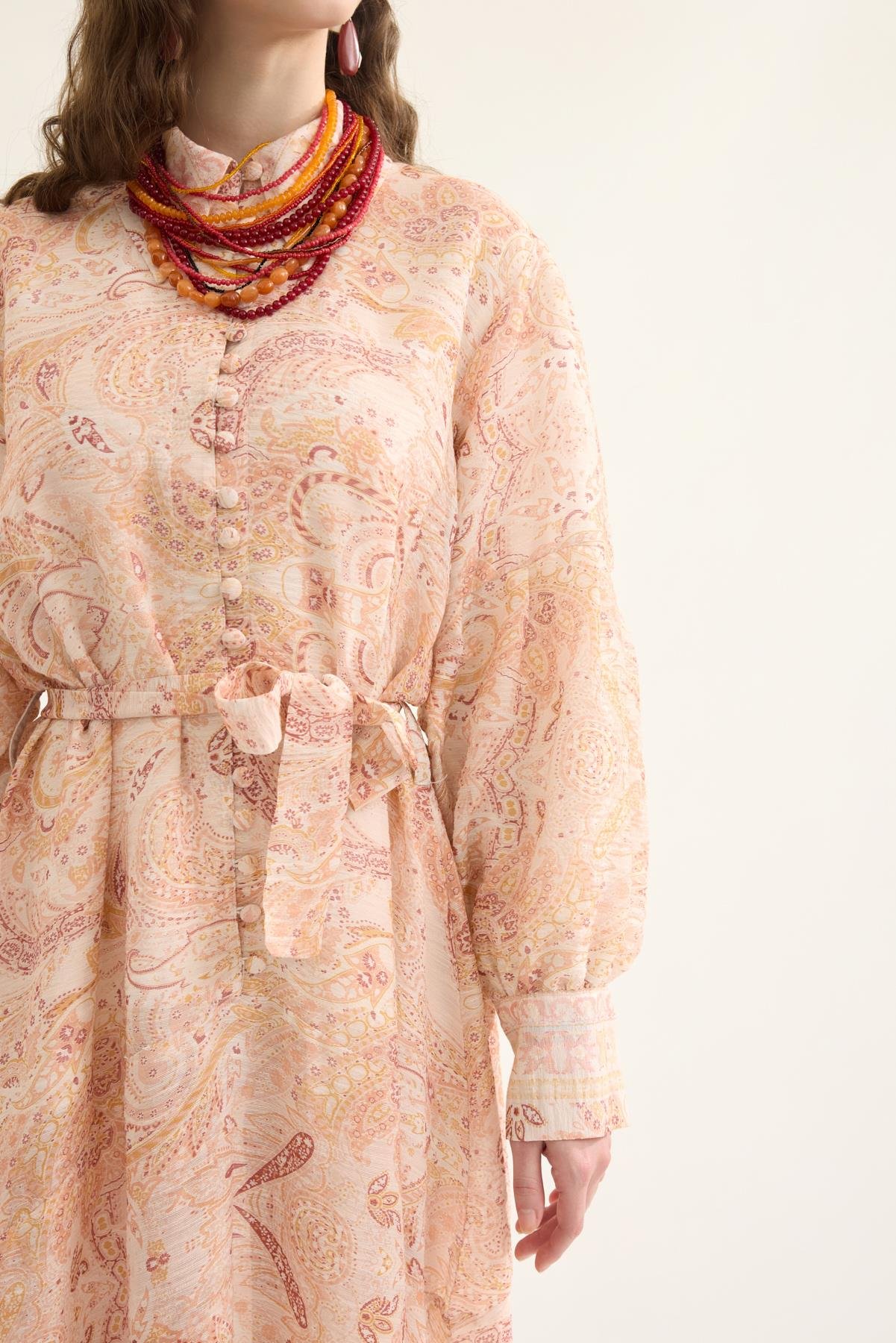 Seraphine Britt Düğmeli Vual Desenli Elbise